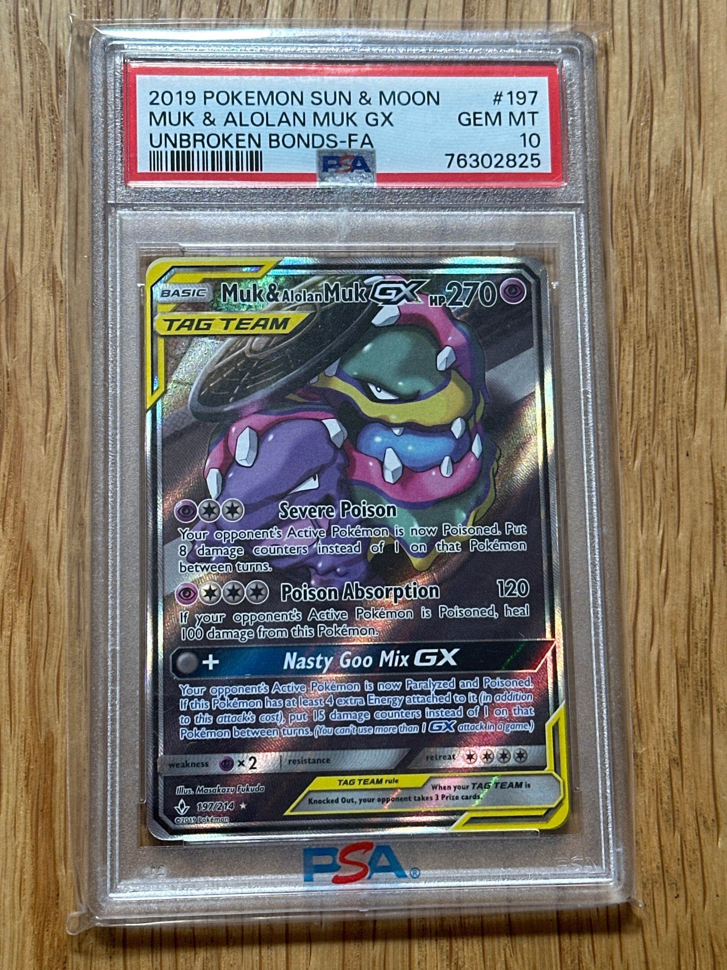 PSA: Pokémon Cards- 2019 Sun & Moon Muk & Alolan Muk GX PSA 10 197/214