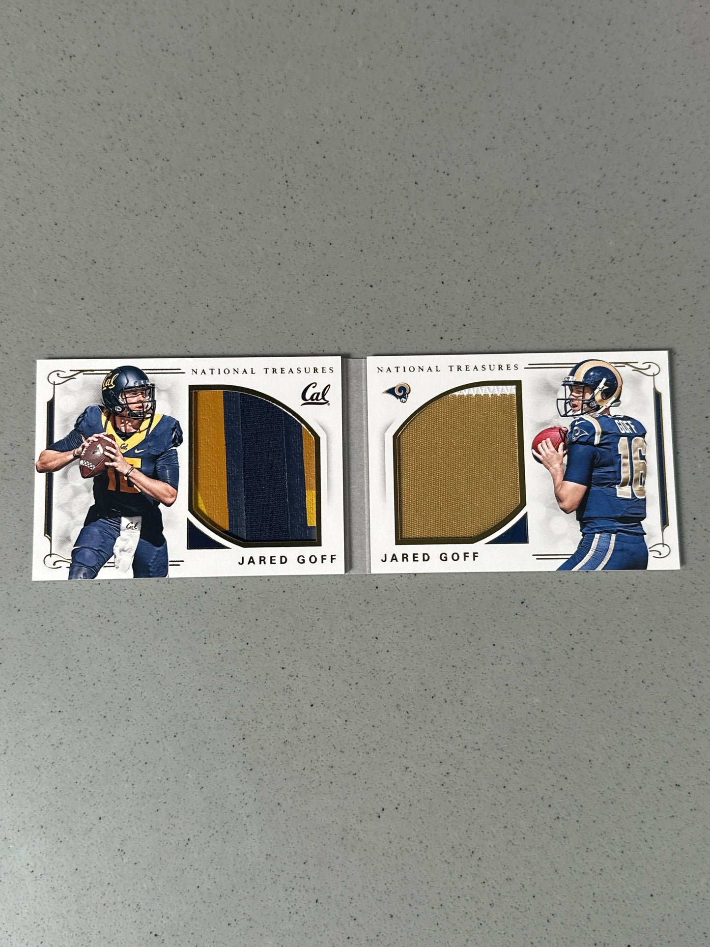 Singles: Football Cards- 2016 National Treasures Jared Goff Player Worn Patch /25