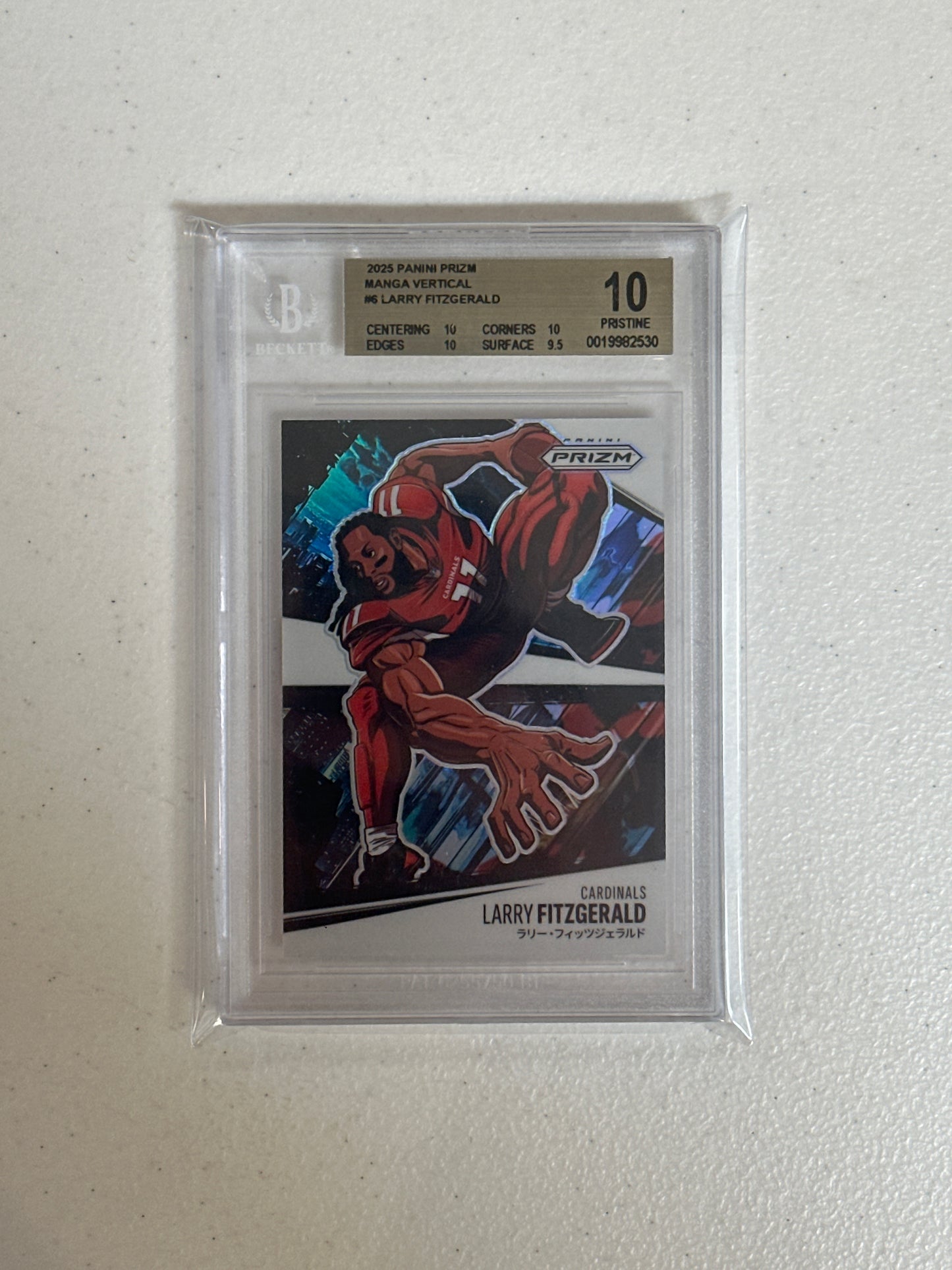 PSA: Football Cards- 2025 Panini Prizm Larry Fitzgerald Manga Vertical BGS 10