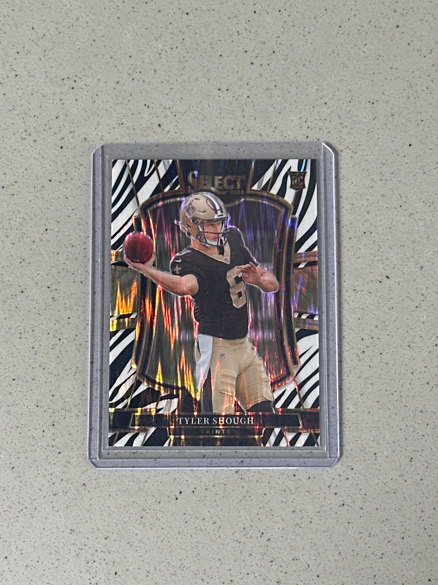 Singles: Football Cards- 2025 Select Tyler Shough Premier Level Zebra SSP