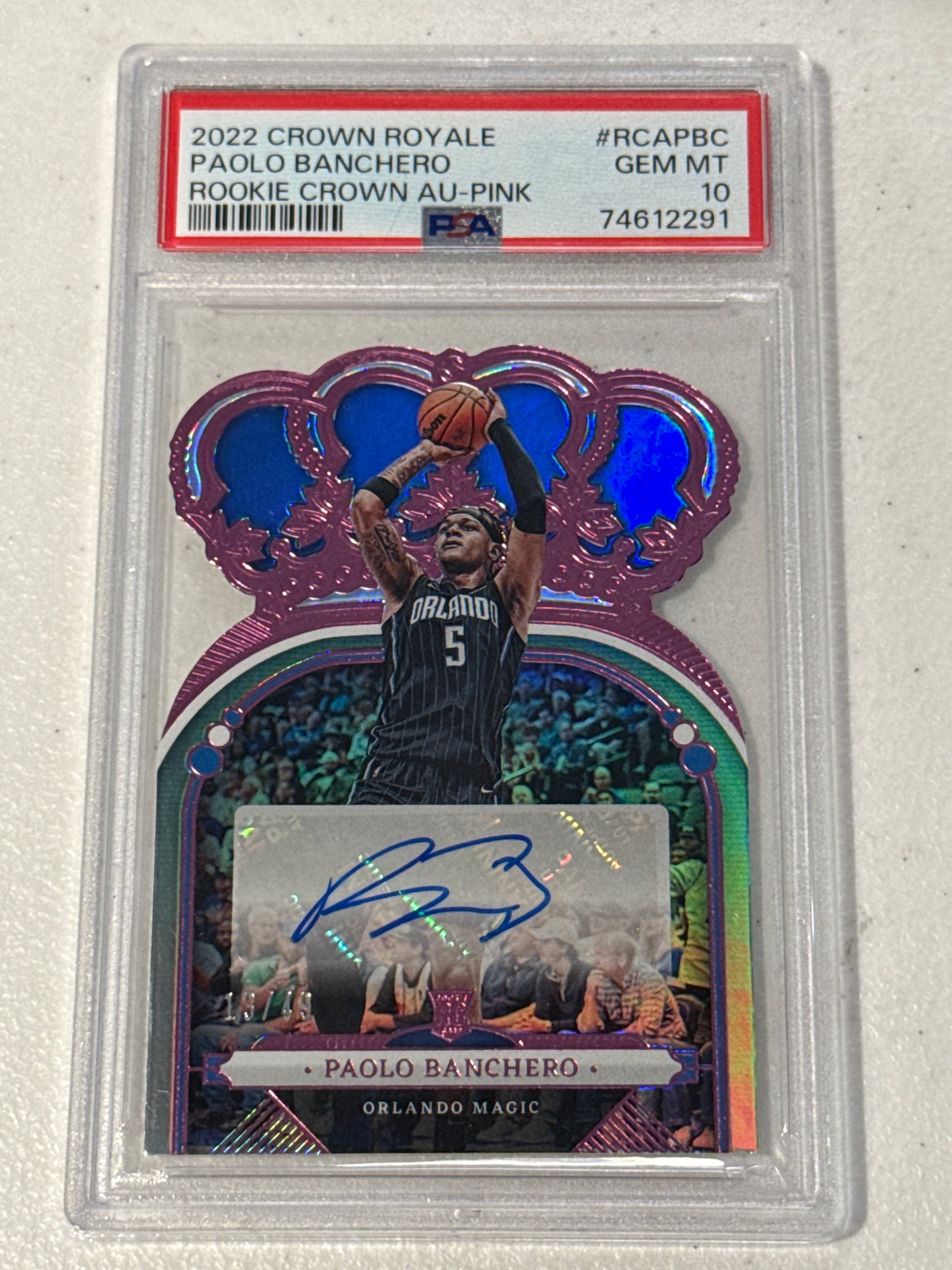 PSA: Basketball Cards - 2022 Crown Royale Paolo Banchero Rookie Crown AU Pink - PSA 10