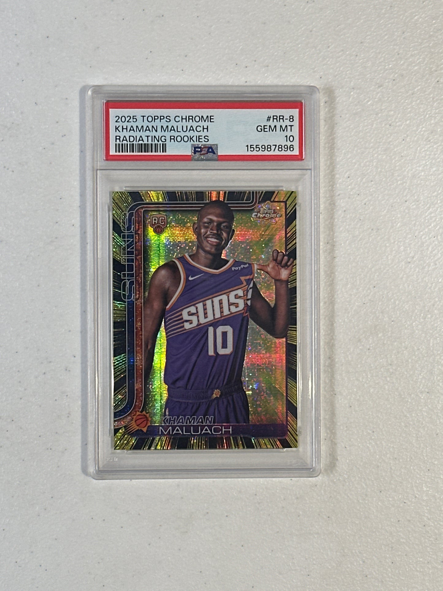 PSA: Basketball Cards- 2025 Topps Chrome Khaman Maluach Radiating Rookies PSA 10