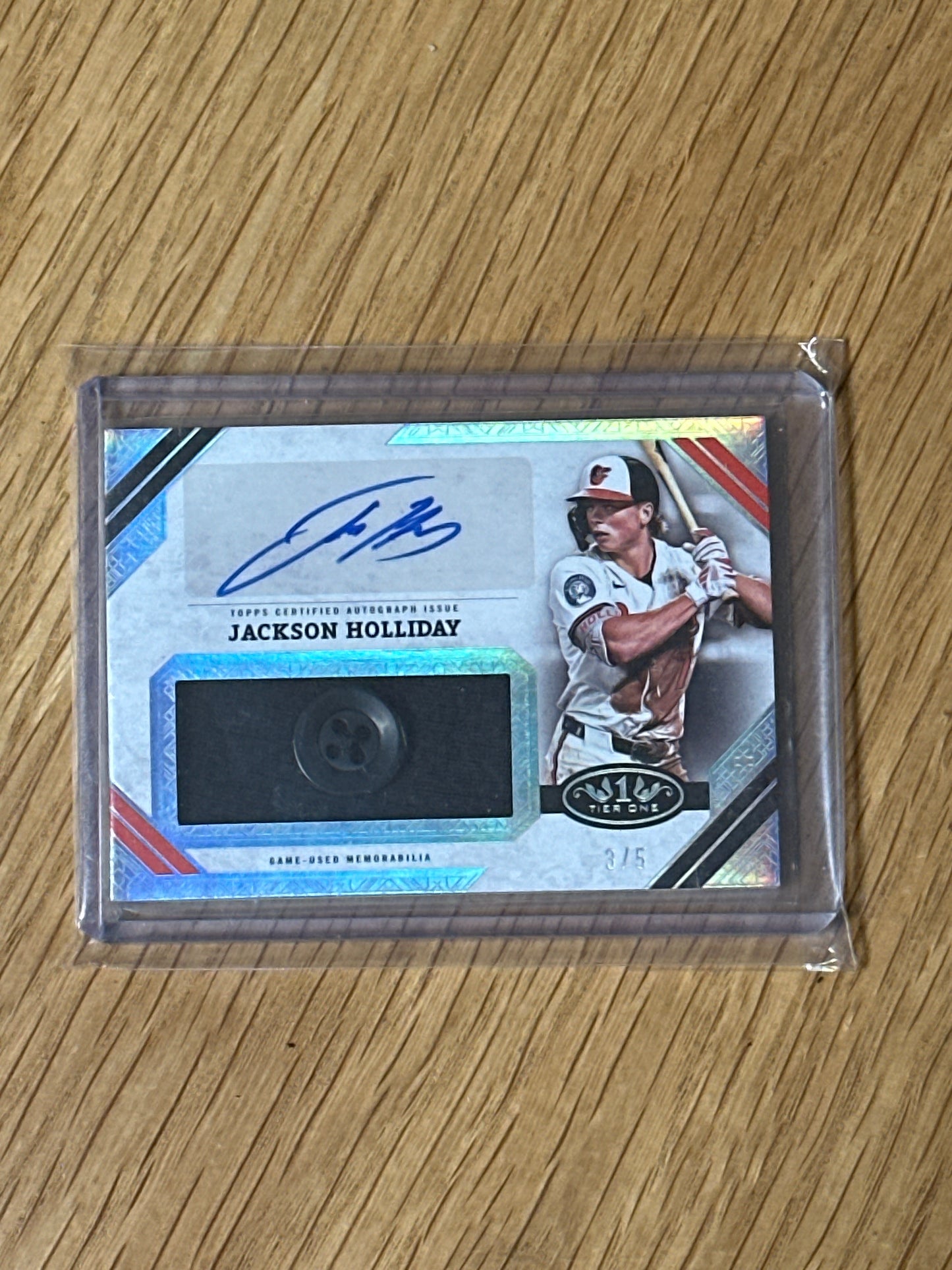Singles: Baseball Cards- 2025 Tier One Jackson Holliday Autographed Jumbo Relic /5