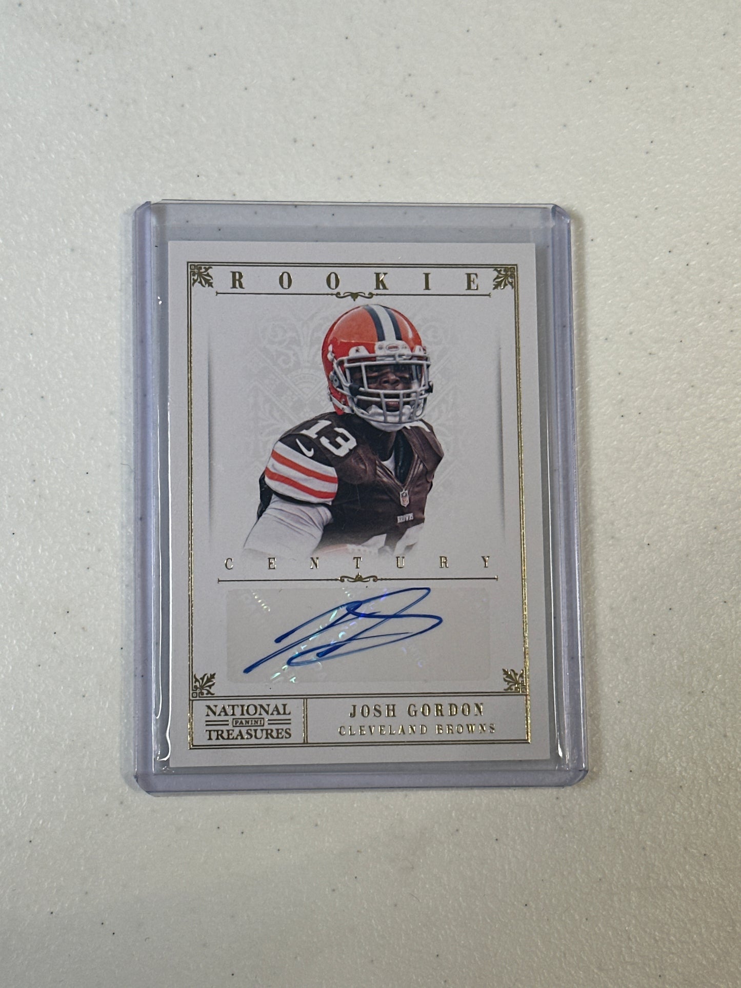 Singles: Football Cards- 2012 National Treasures Josh Gordon Rookie Century Autograph /49