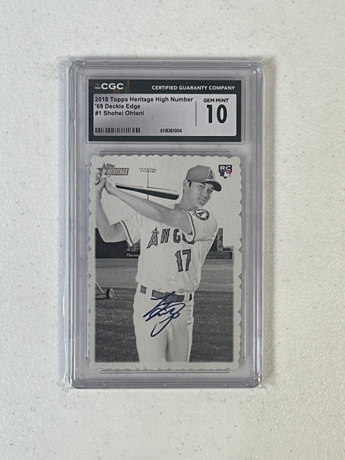 PSA: Baseball Cards- 2018 Topps Heritage High Number Shohei Ohtani ‘69 Deckle Edge CGC 10