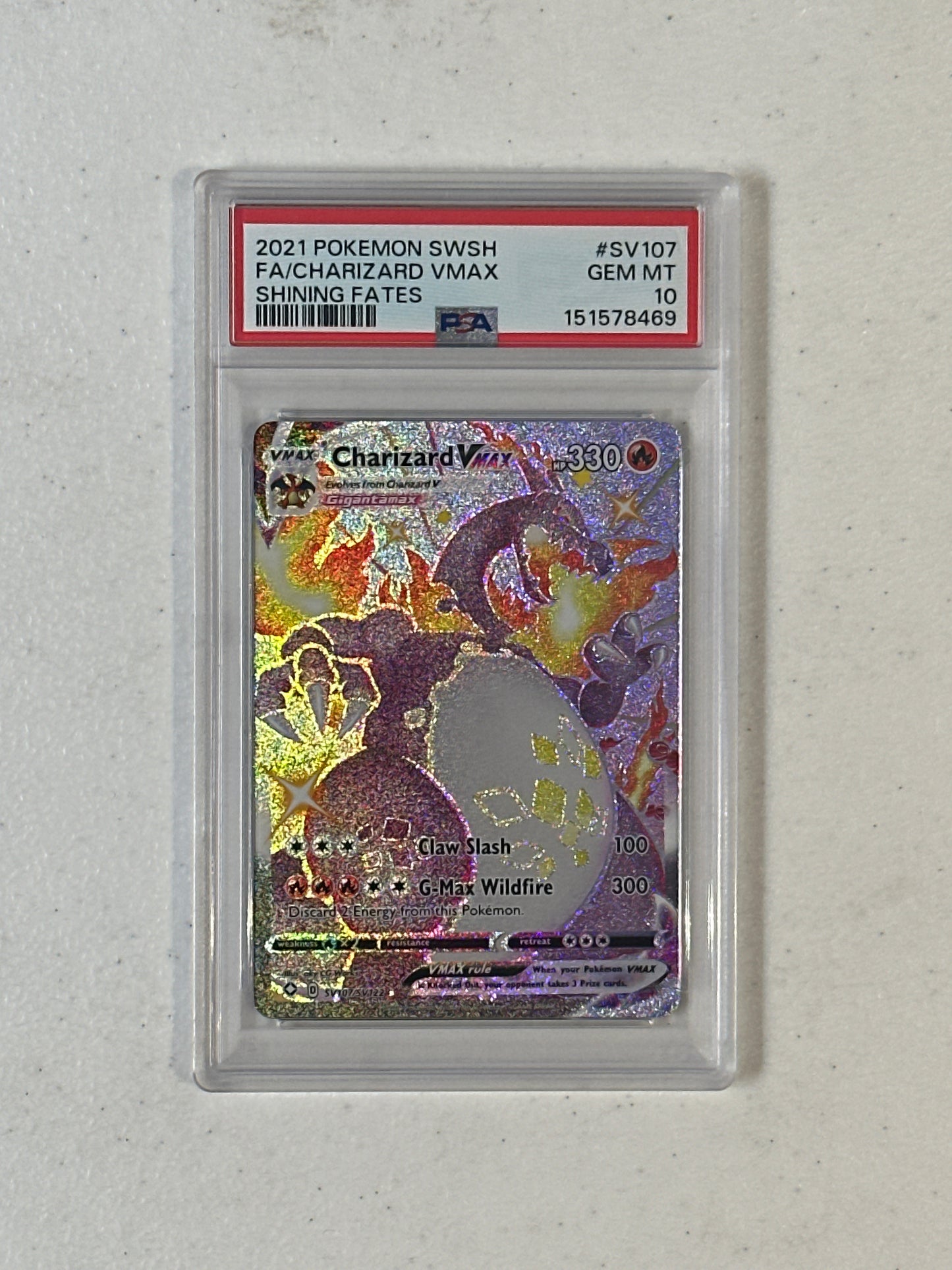 PSA: Pokemon Cards- 2021 Shining Fates Charizard VMAX SV107/SV122 PSA 10