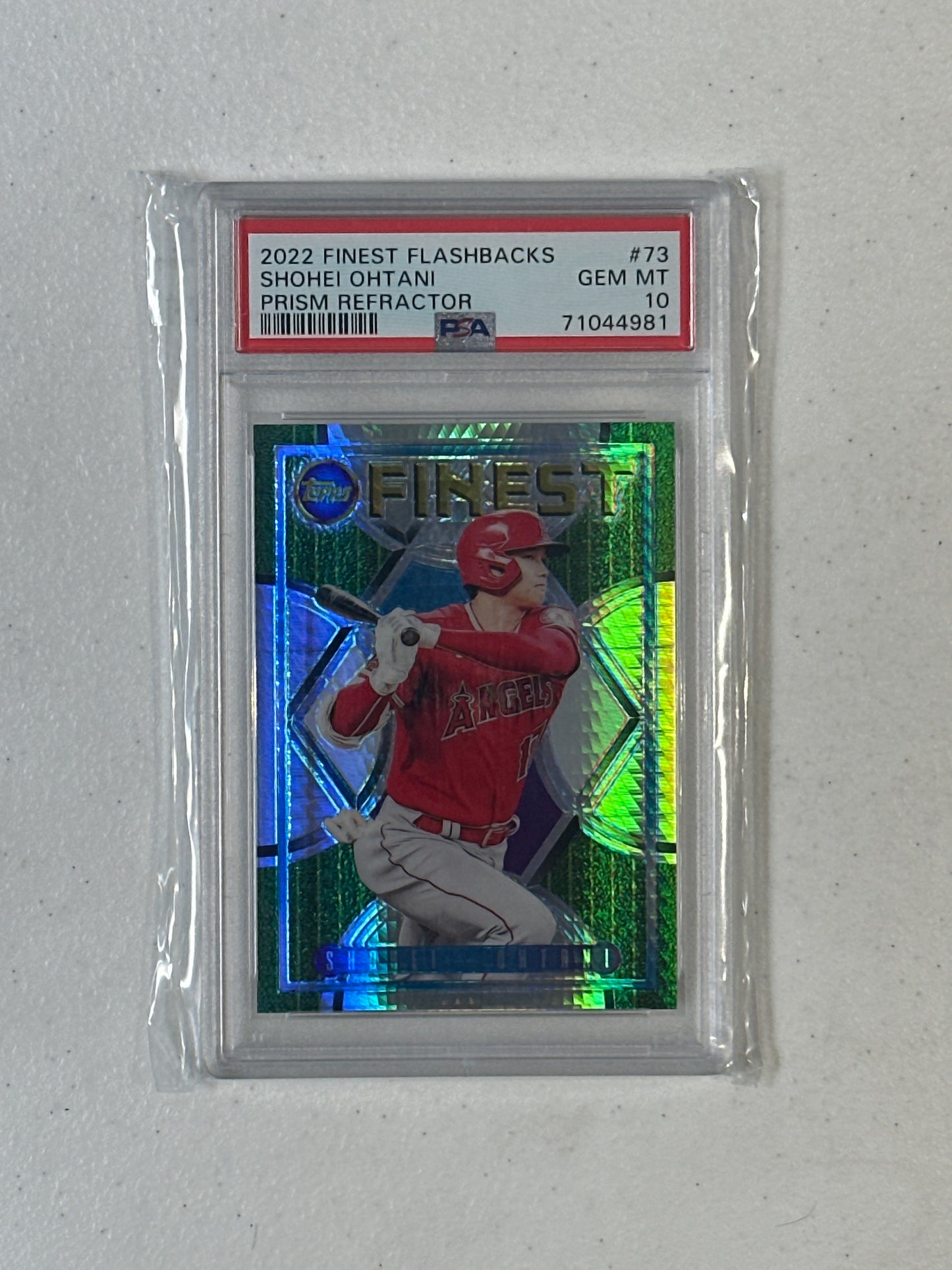 PSA: Baseball Cards- 2022 Finest Flashbacks Shohei Ohtani Prism Refractor /35 PSA 10