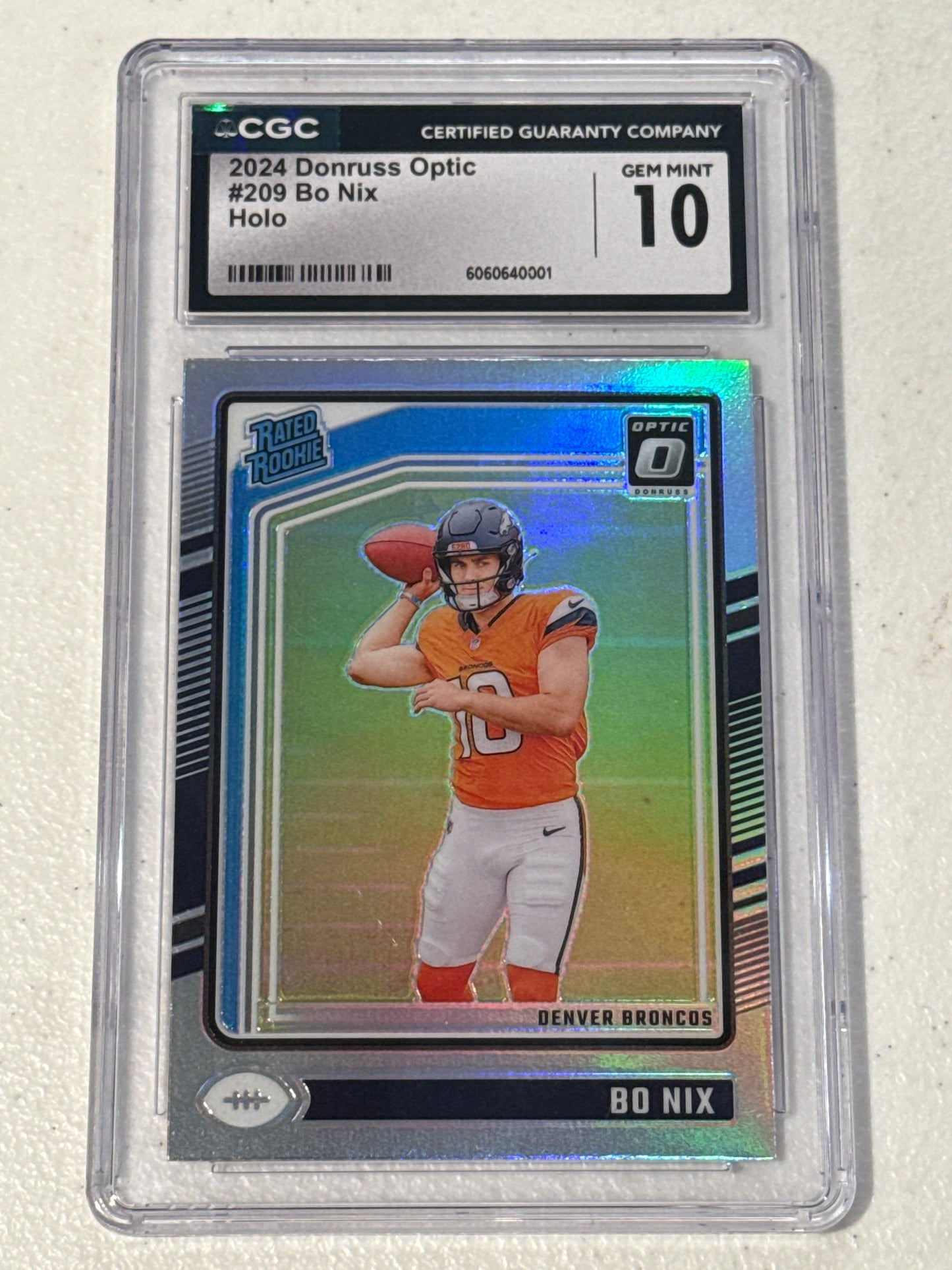PSA: Football Cards - 2024 Donruss Optic Bo Nix Holo (CGC 10)