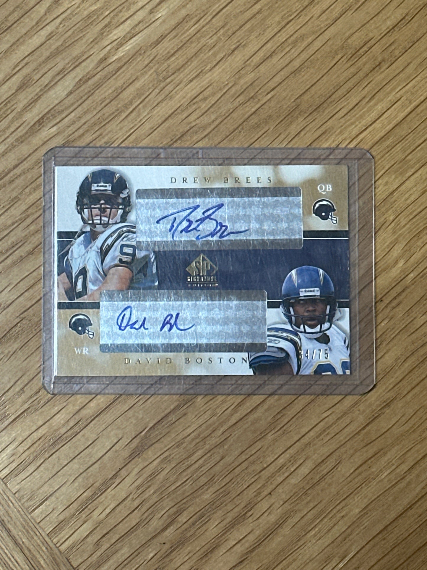 Singles: Football Cards- 2003 SP Authentic Drew Brees & David Boston Autograph /75