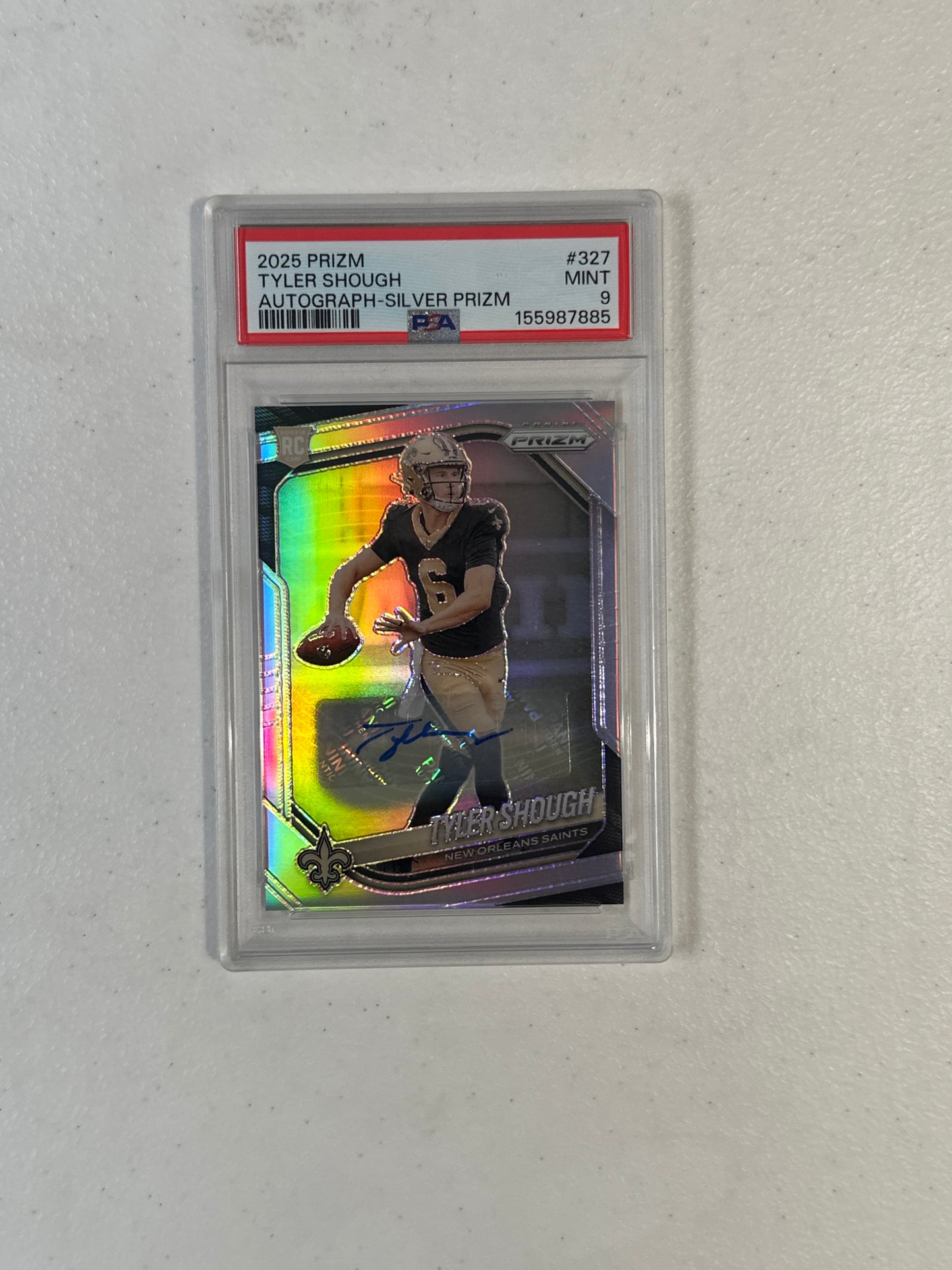 PSA: Football Cards- 2025 Prizm Tyler Shough Prizm Silver Autograph PSA 9