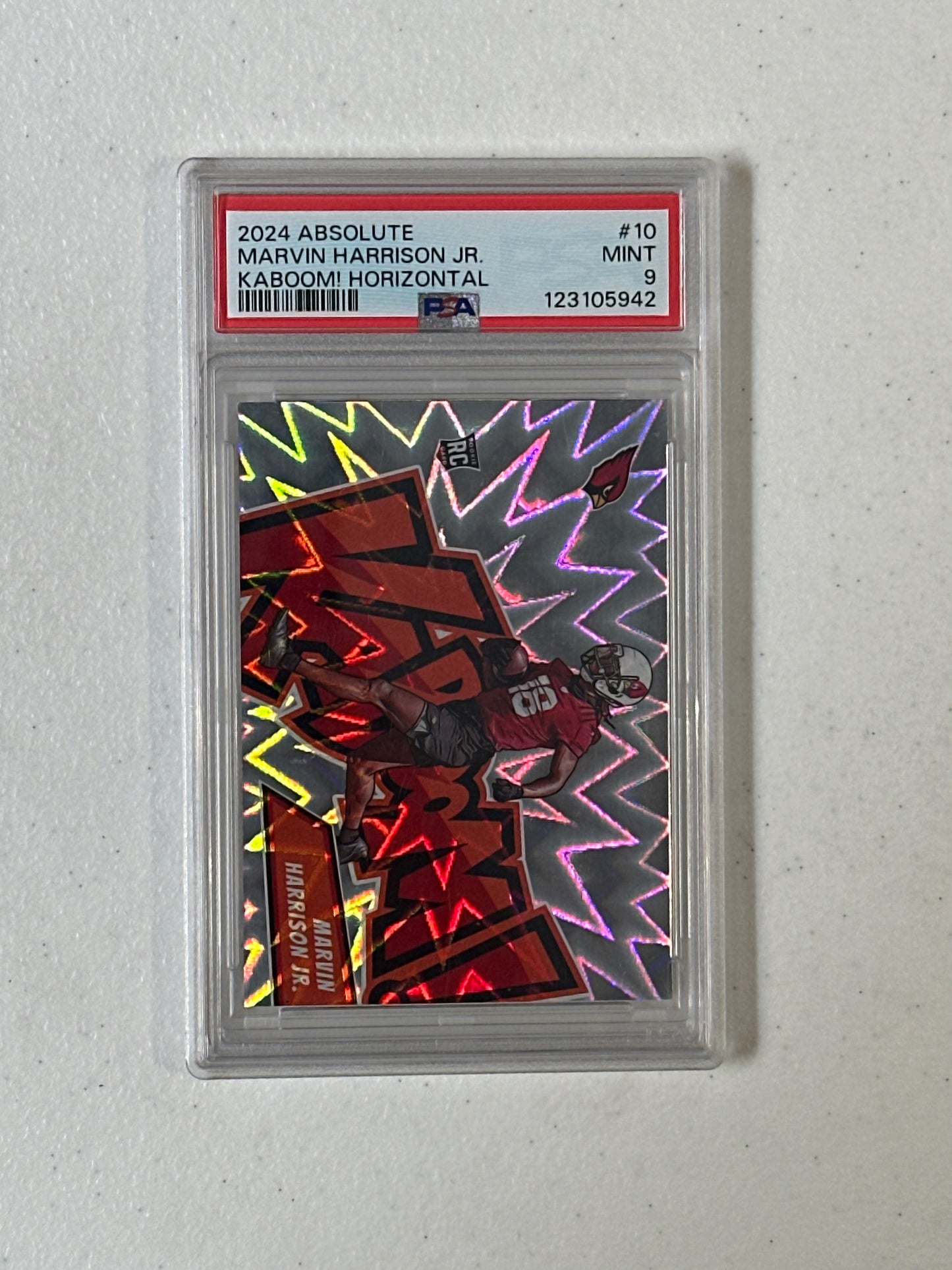 PSA: Football Singles- 2024 Absolute Marvin Harrison Jr. Kaboom Horizontal SSP PSA 9