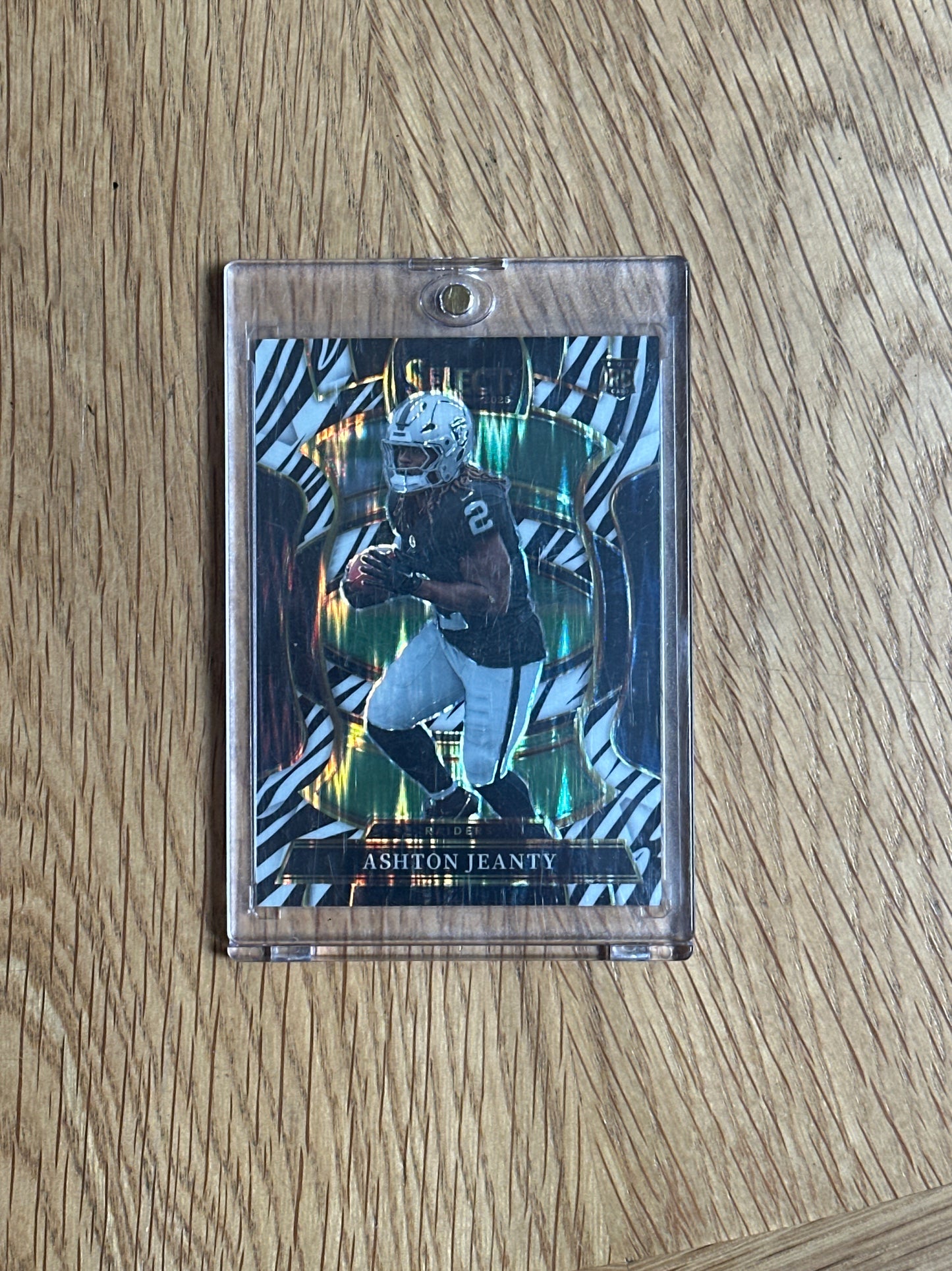 Singles: Football Cards- 2025 Select Ashton Jeanty Zebra Shock