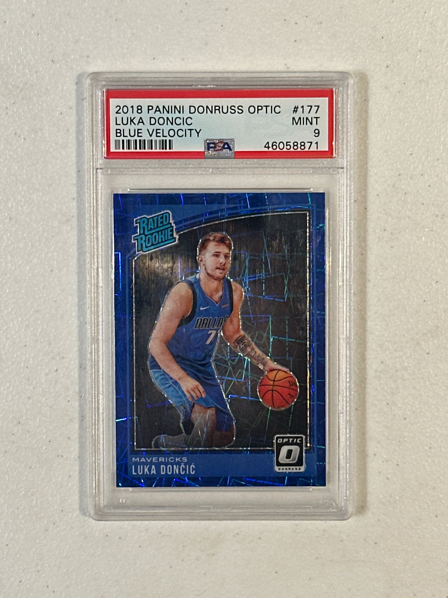 PSA: Basketball Cards- 2018 Donruss Optic Luka Doncic Blue Velocity PSA 9