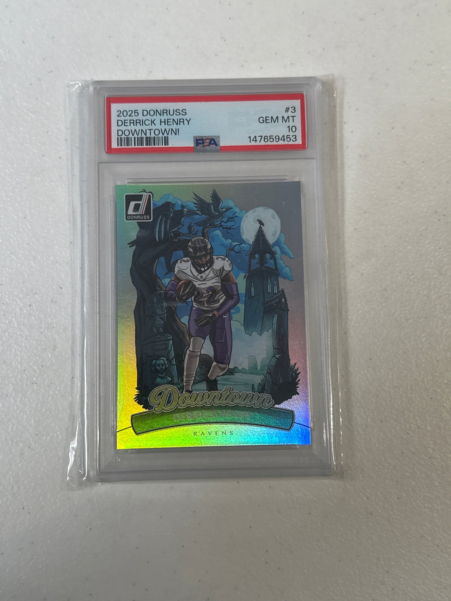 PSA: Football Cards- 2025 Donruss Derrick Henry Downtown! PSA 10