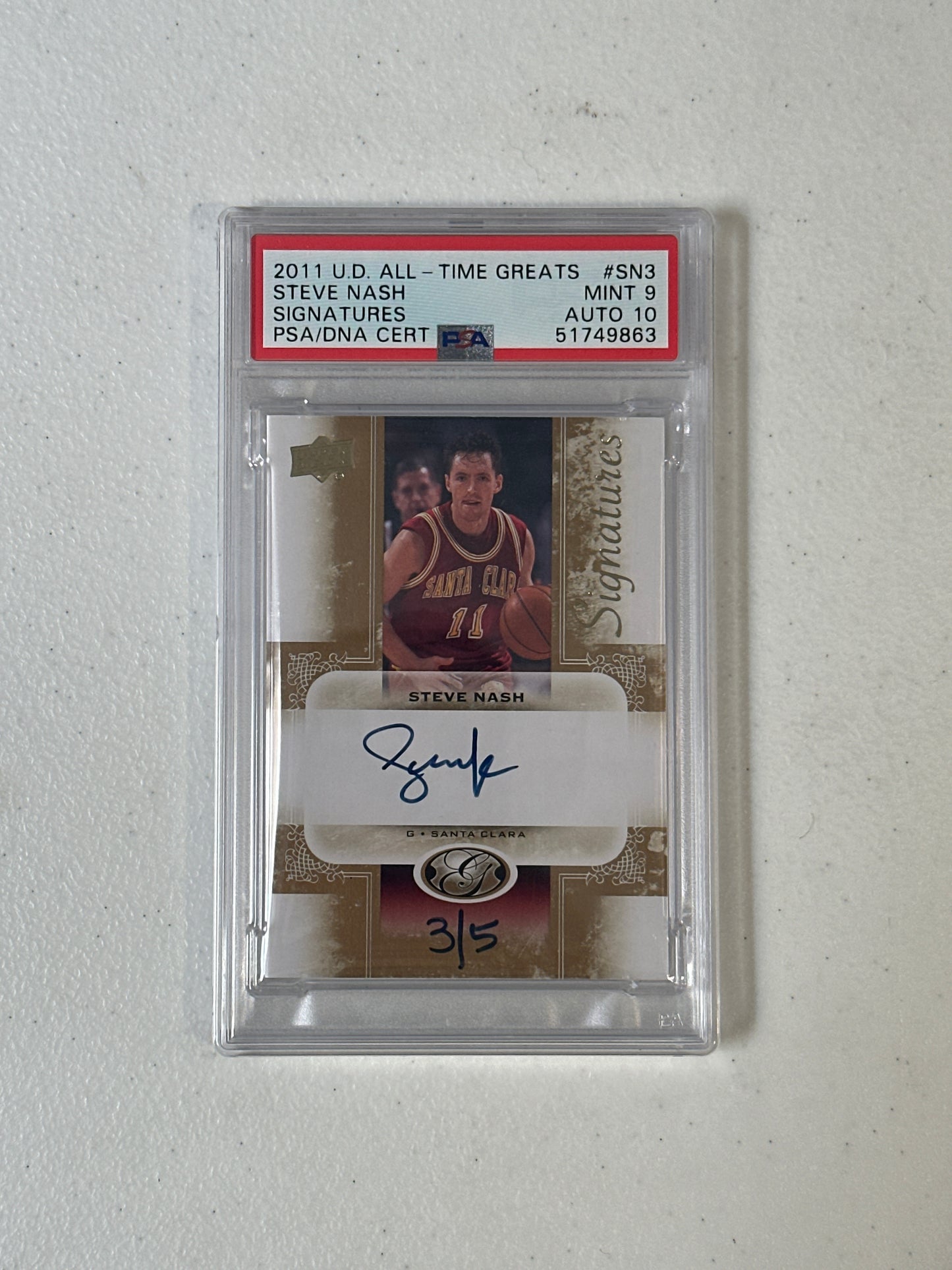 PSA: Basketball Cards- 2011 Upper Deck Steve Nash Signatures 3/5 PSA 9 AUTO 10