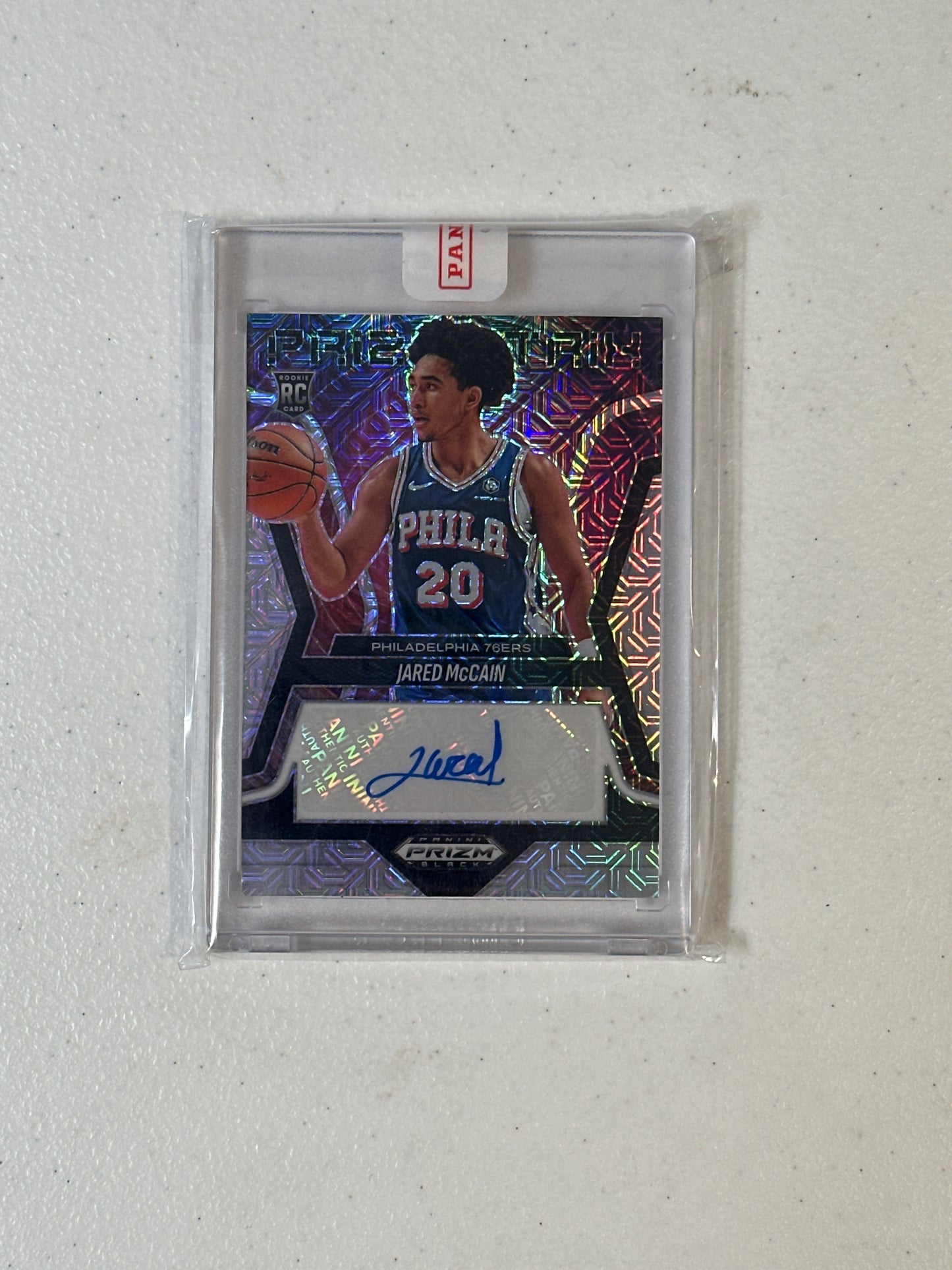 Singles: Basketball Cards- 2024 Prizm Black Jared McCain Prizmatrix Mojo Autograph /25
