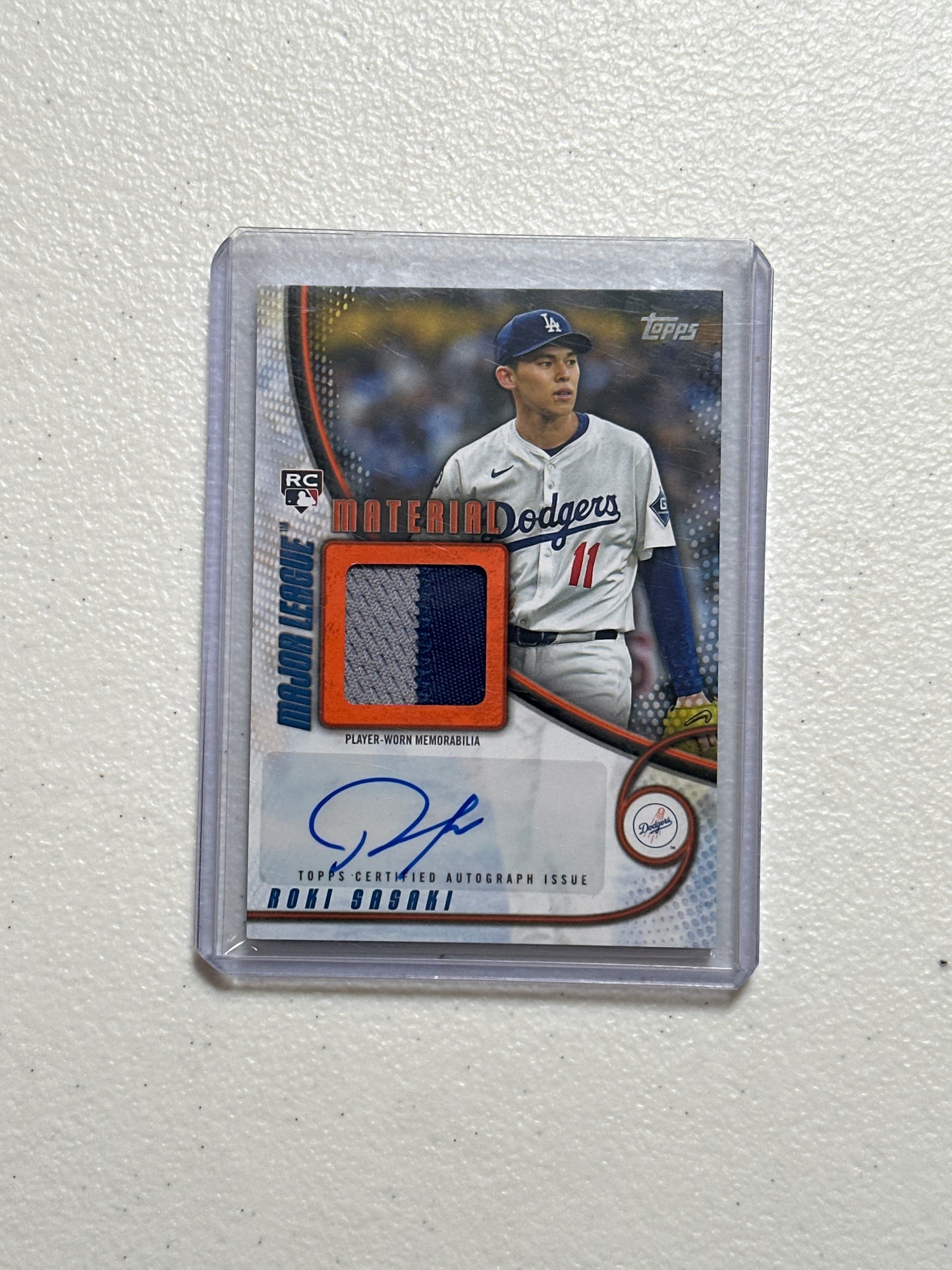 Singles: Baseball Cards- 2025 Topps Roki Sasaki Major League Material Patch Autograph /25