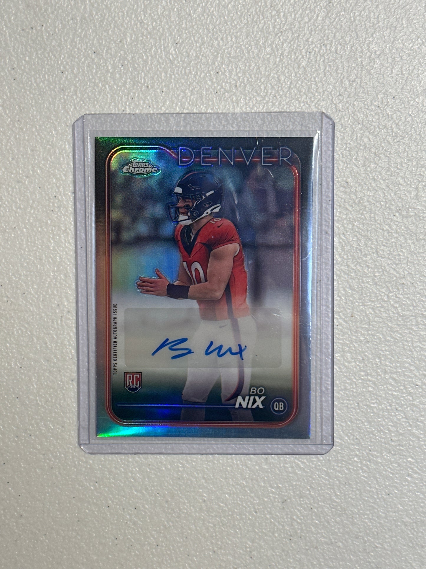 Singles: Football Cards- 2024 Topps Chrome Bo Nix Variation Autograph