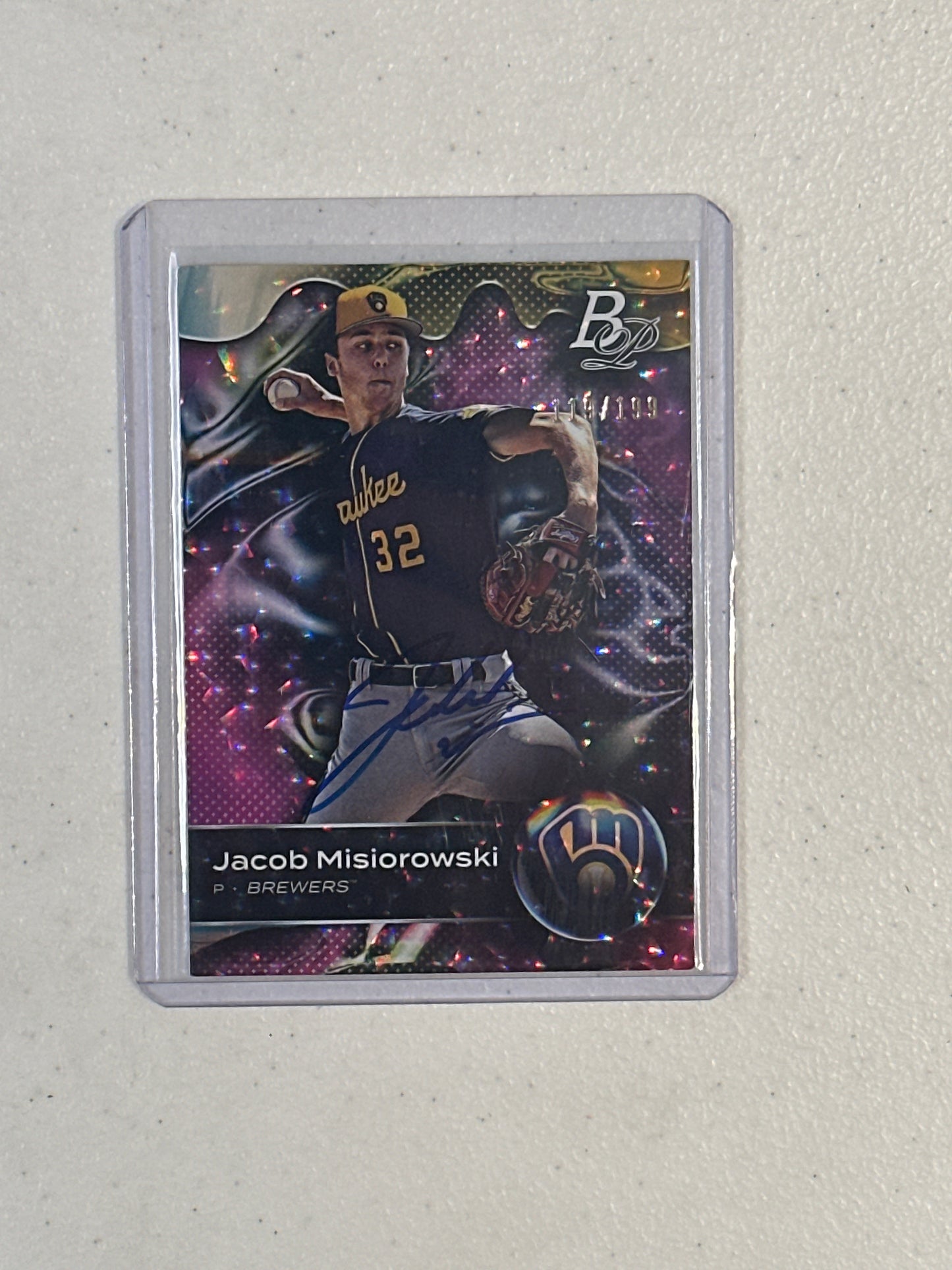 Singles: Baseball Cards- 2023 Bowman Platinum Jacob Misiorowski /199 IP autograph