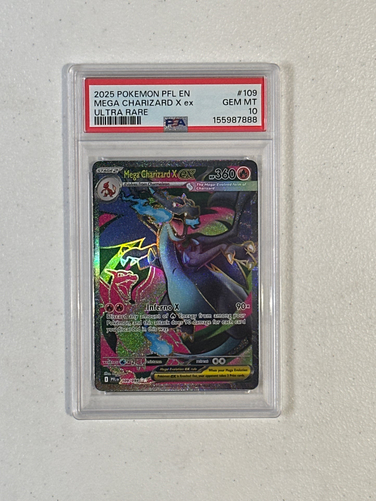 PSA: Pokemon Cards- 2025 Phantasmal Flames Mega Charizard x ex Ultra Rare PSA 10