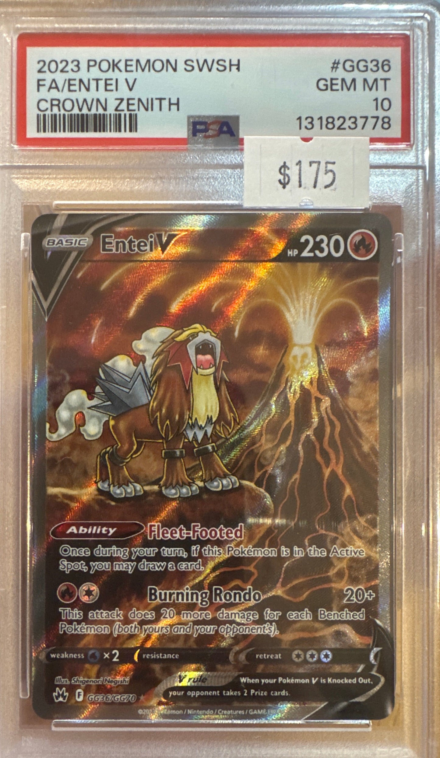 PSA: Pokemon TCG -Gem Mint 10- 2023 Entei V