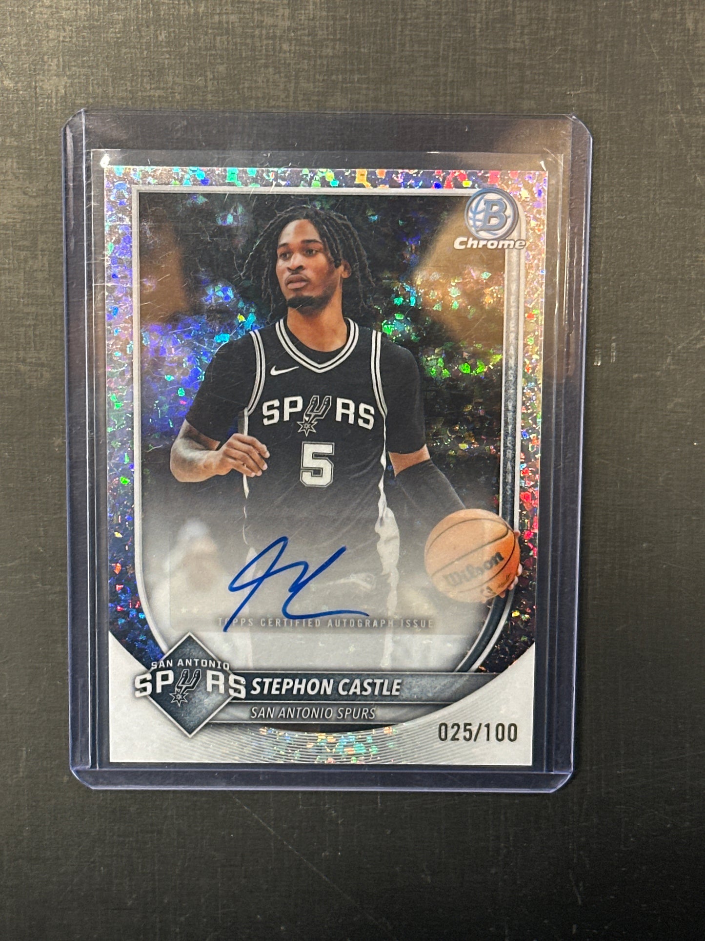 Singles: Basketball Cards- 2025 Topps Bowman Chrome Stephon Castle Mini Diamond Autograph /100