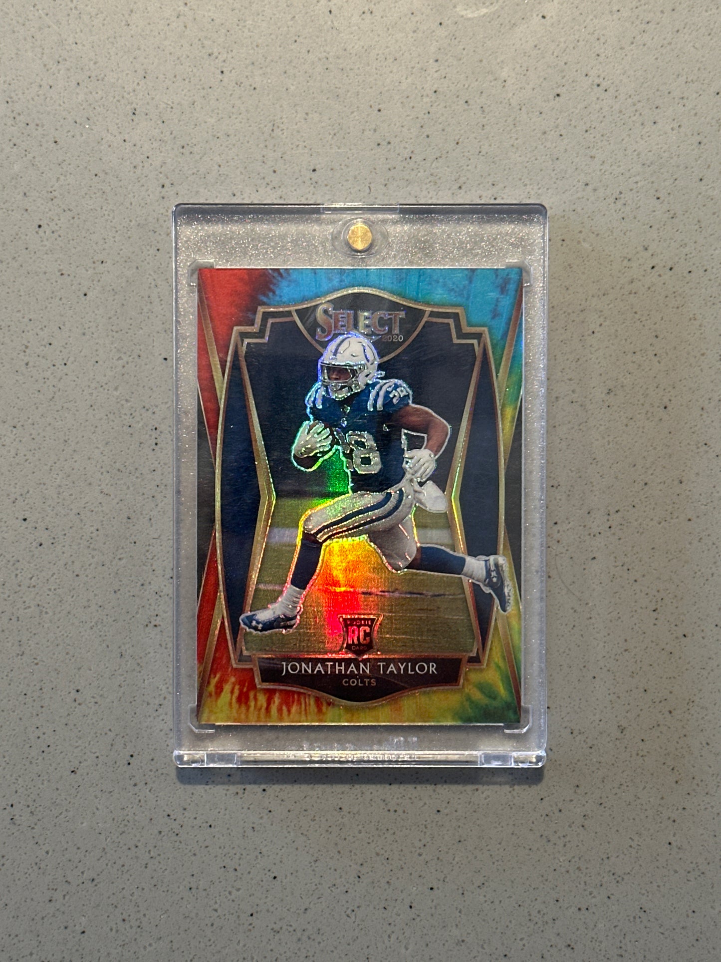 Singles: Football Cards- 2020 Select Jonathan Taylor Premier Level Tie Dye RC /25
