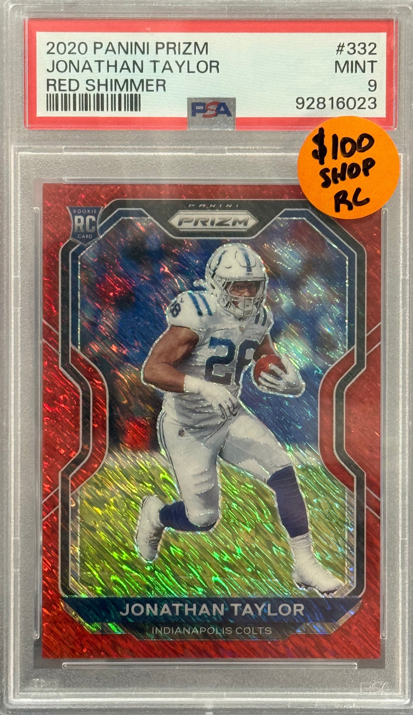 PSA: Football Cards - MINT 9 - 2020 Panini Prizm Jonathan Taylor Red Shimmer