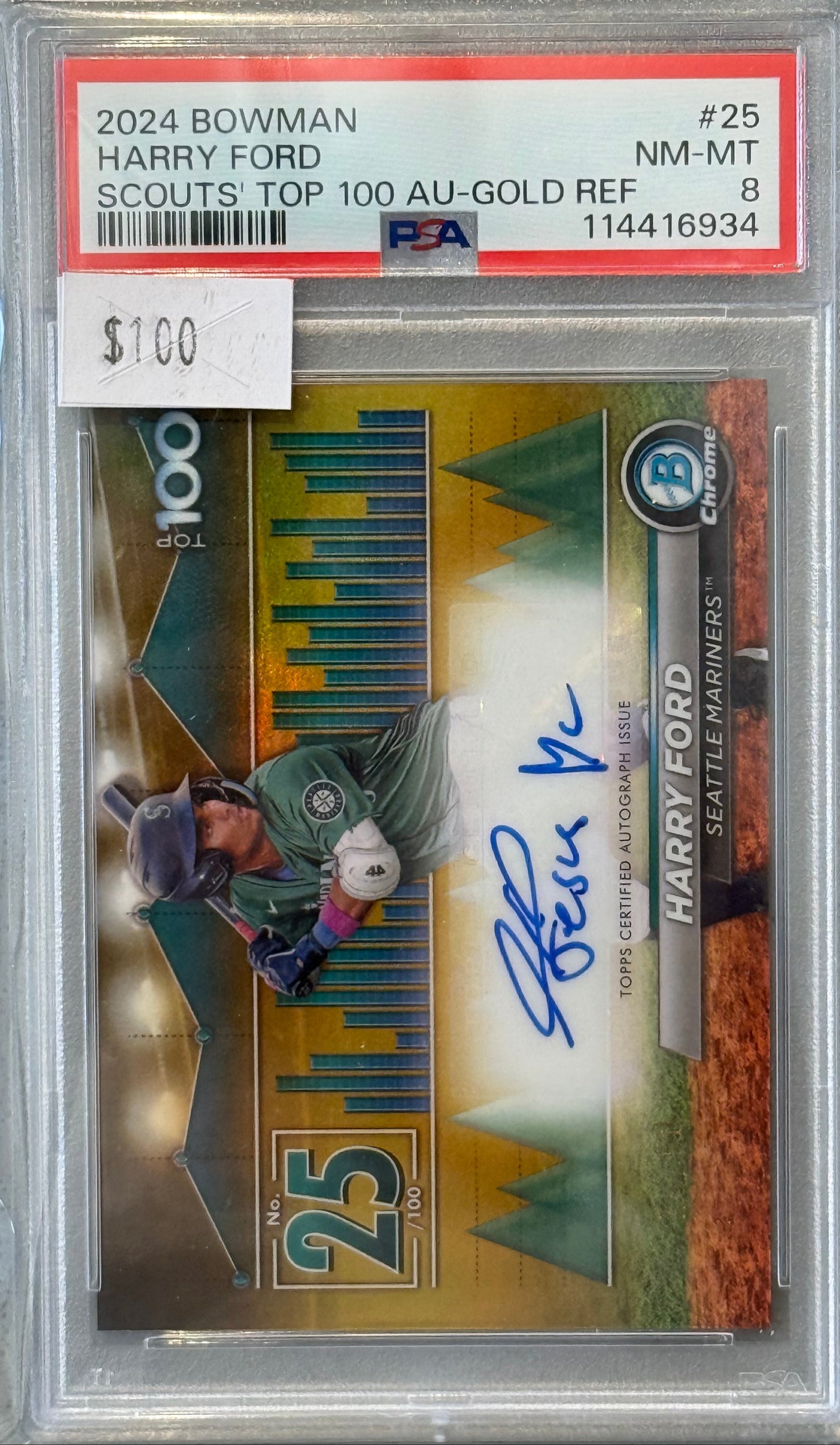 PSA: Baseball Cards - NM-MT 8 - 2024 Bowman Chrome Gold Harry Ford Auto