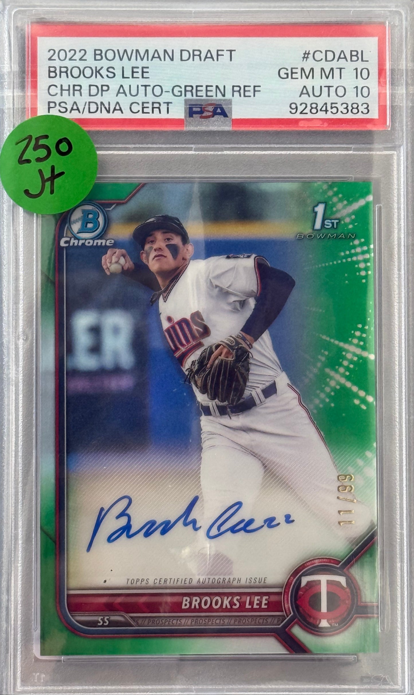 PSA: Baseball Cards - GM MT 10 AUTO 10 - 2022 Bowman Draft Brooks Lee Green Auto