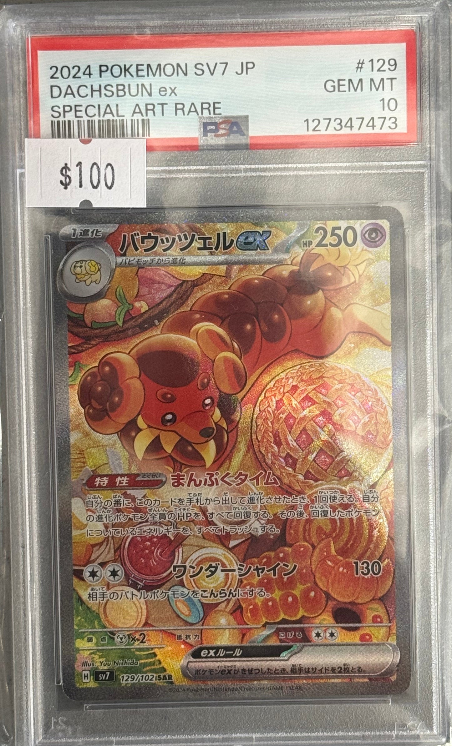 PSA: Pokémon TCG - GEM MT 10 - 2024 SV7 JP Dachsbun EX - Special Art Rare - #129
