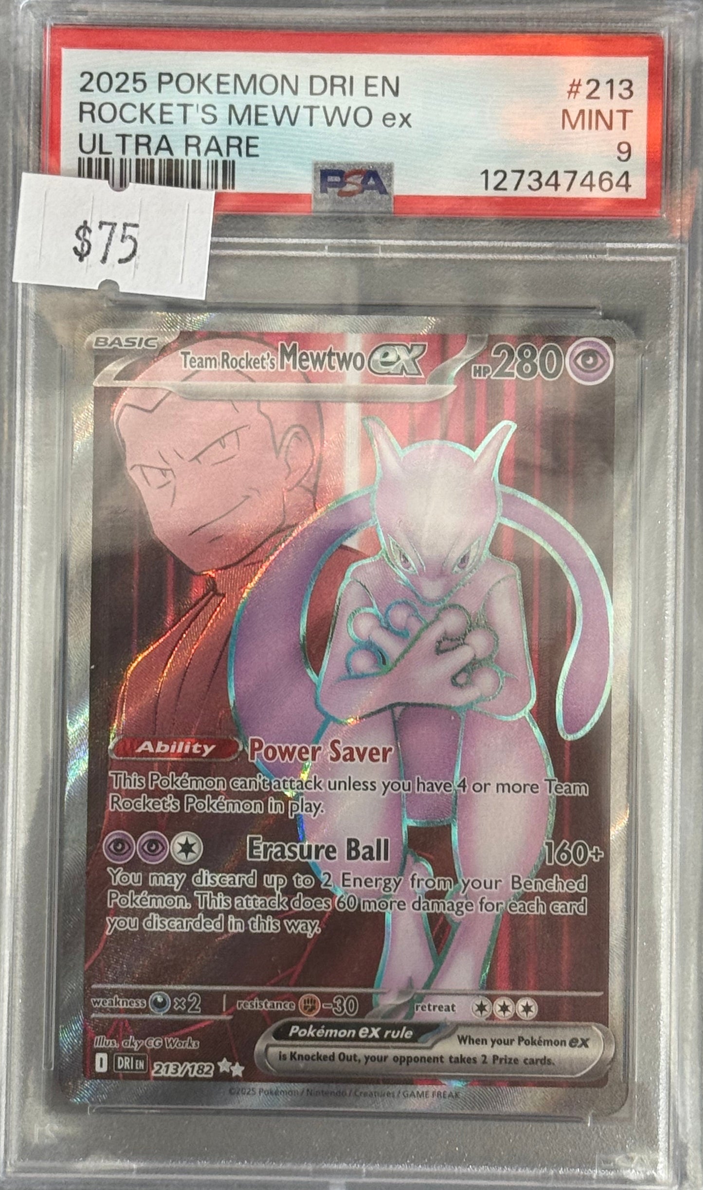 PSA: Pokémon TCG - MINT 9 - 2025 Pokemon DRI EN Rocket's MEWTWO EX Ultra Rare - #213