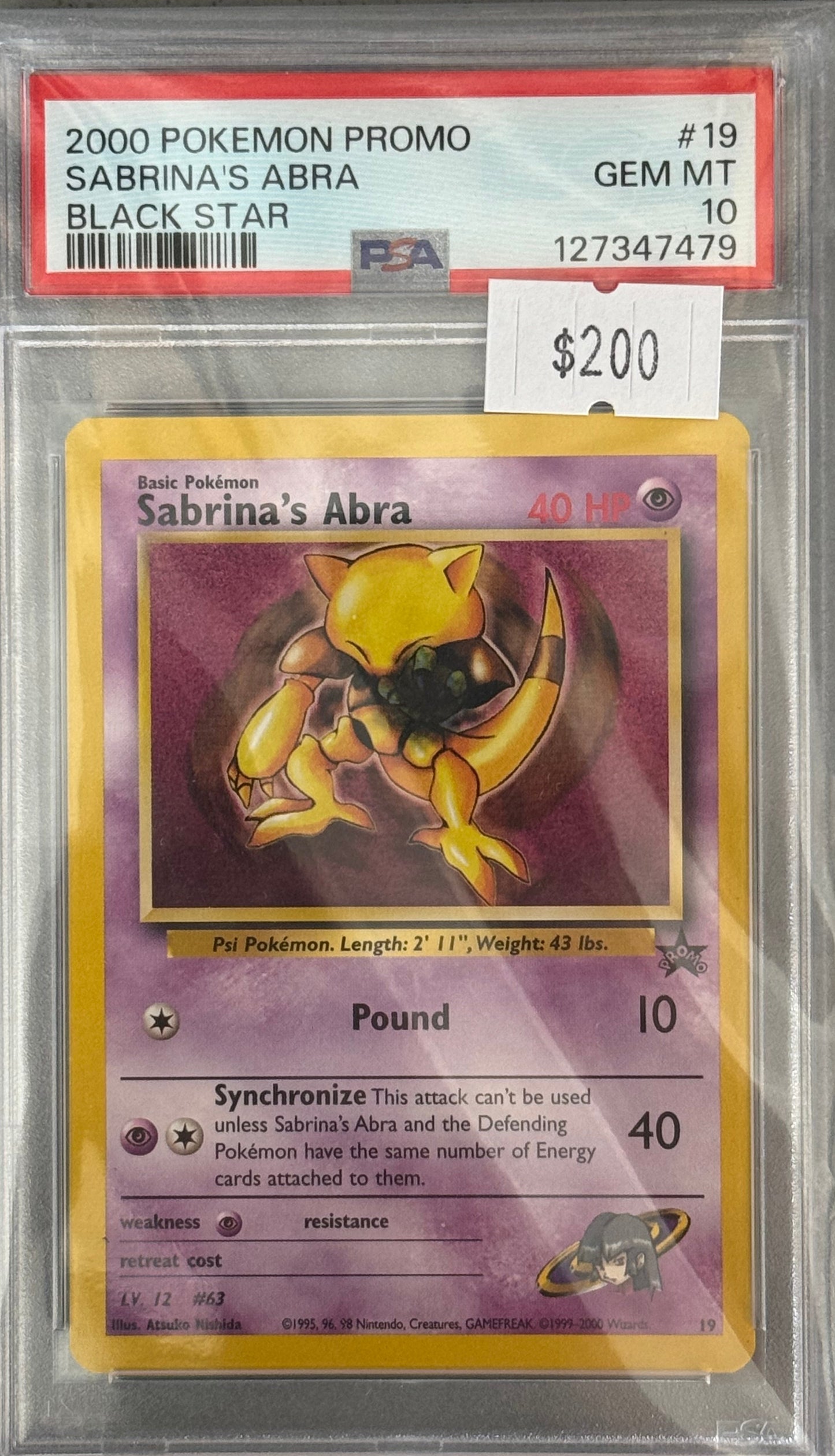 PSA: Pokémon TCG - GEM MT 10 - 2000 Promo Sabrina's Abra Black Star - #19