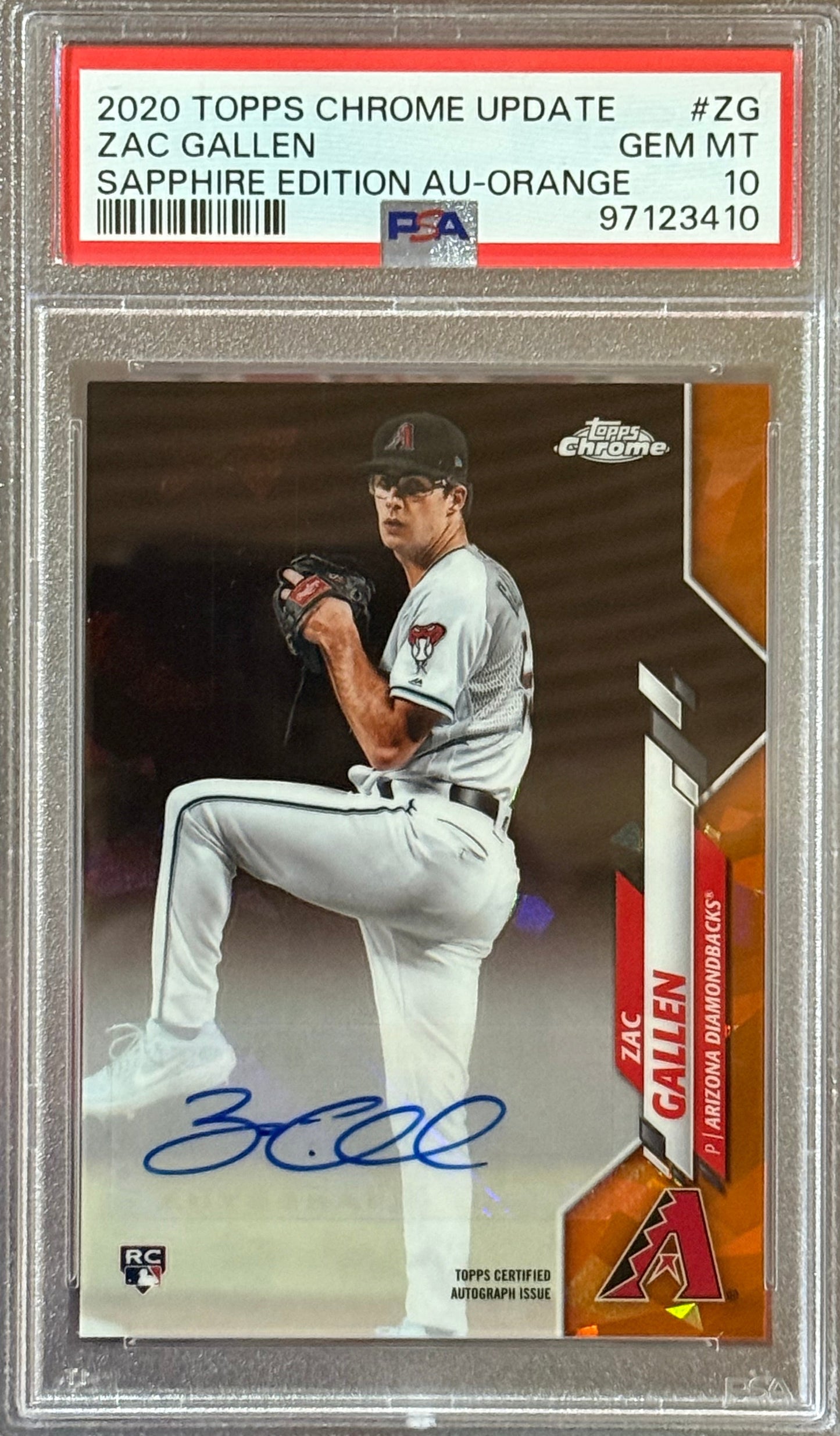 PSA: Baseball Cards - GEM MT 10 - 2020 Topps Chrome Update Zac Gallen Sapphire Edition AU-Orange - #ZG
