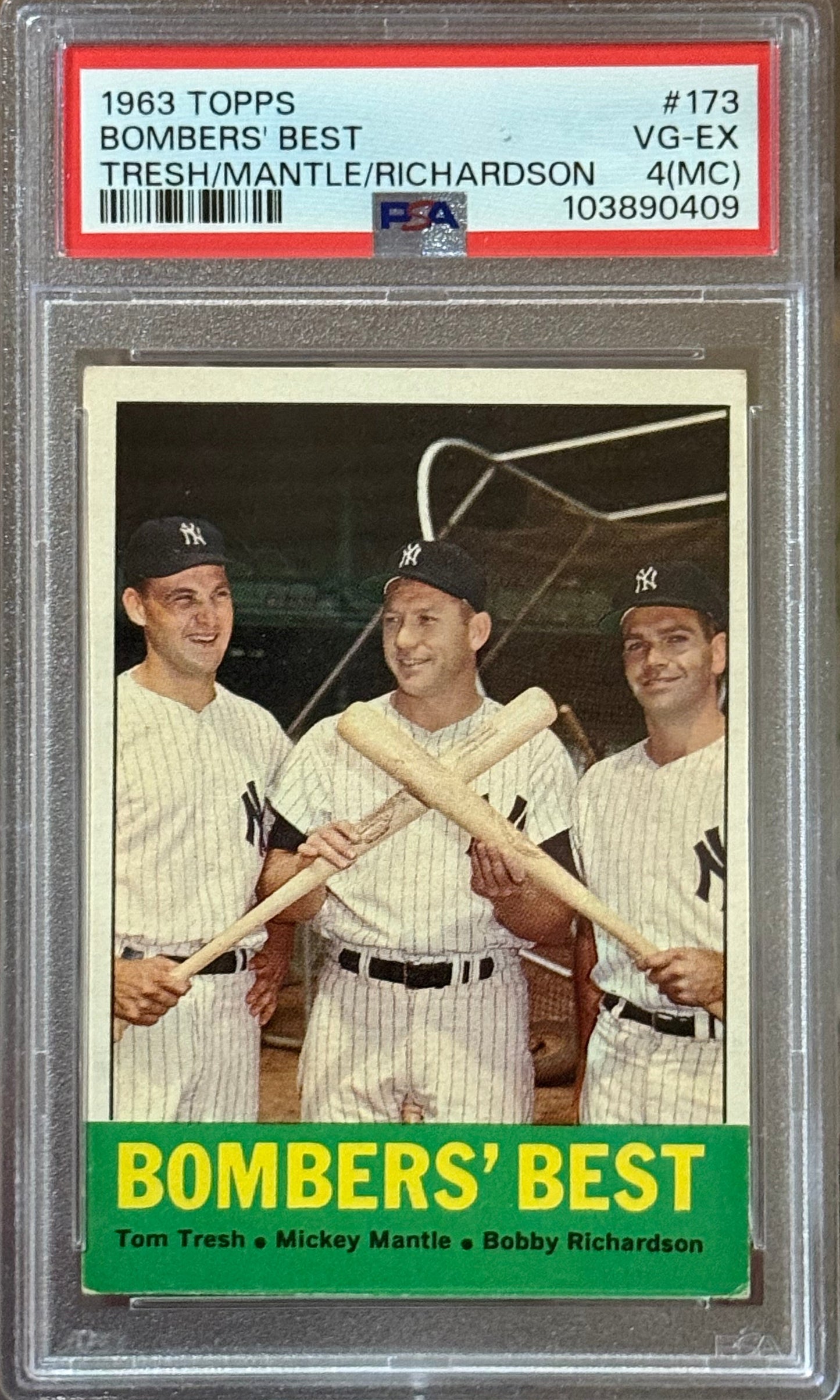 PSA: Baseball Cards - VG-EX 4 (MC) - 1963 Topps Bomber's Best - Tresh/Mantle/Richardson - #173