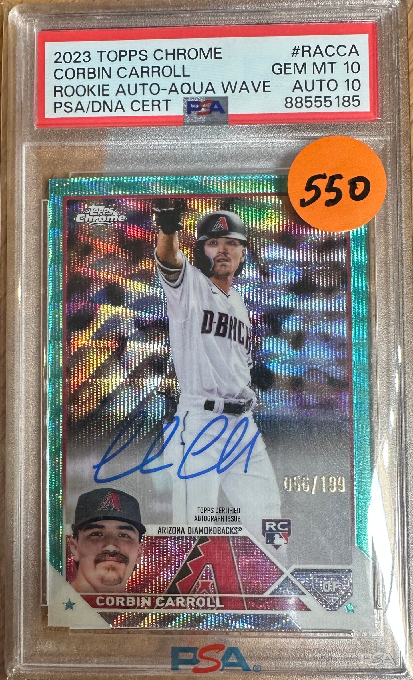 PSA: Baseball Cards - GM MT 10 AUTO 10 - 2023 Topps Chrome Corbin Carroll Aqua Wave Rookie Auto Rookie