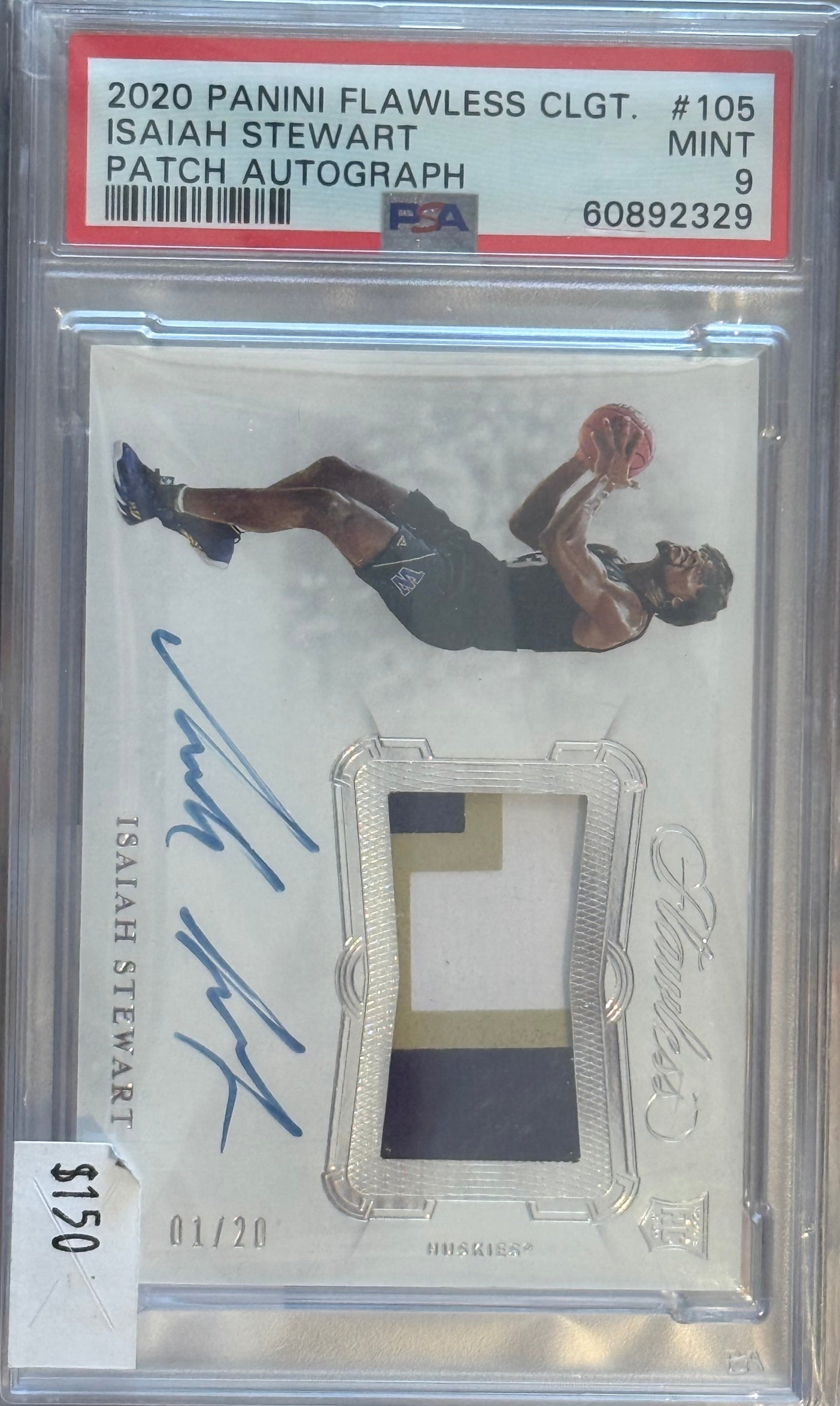 PSA: Basketball Cards - 2020 Panini Flawless Collegete Isaiah Stewart Patch Auto 01/20 PSA 9 #105