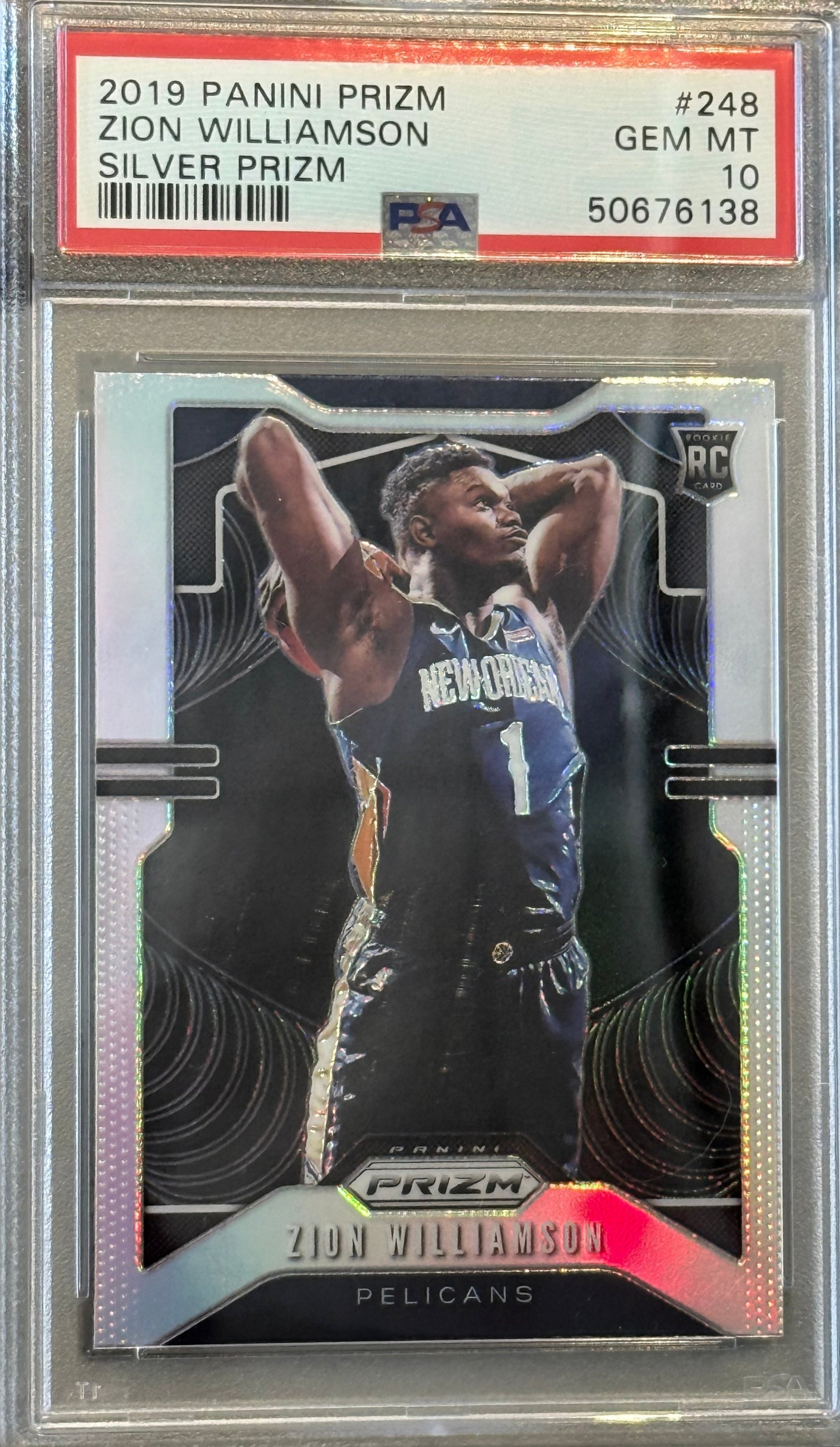 PSA: Basketball Cards - GEM MINT 10 - 2019 Panini Prizm Silver Prizm Zion Williamson #248
