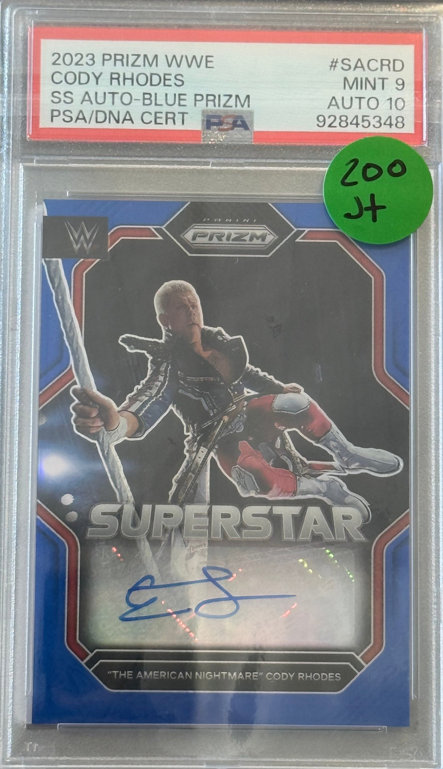 PSA: WWE Cards - Mint 9 - 2023 Prizm WWE Cody Rhodes Blue Auto