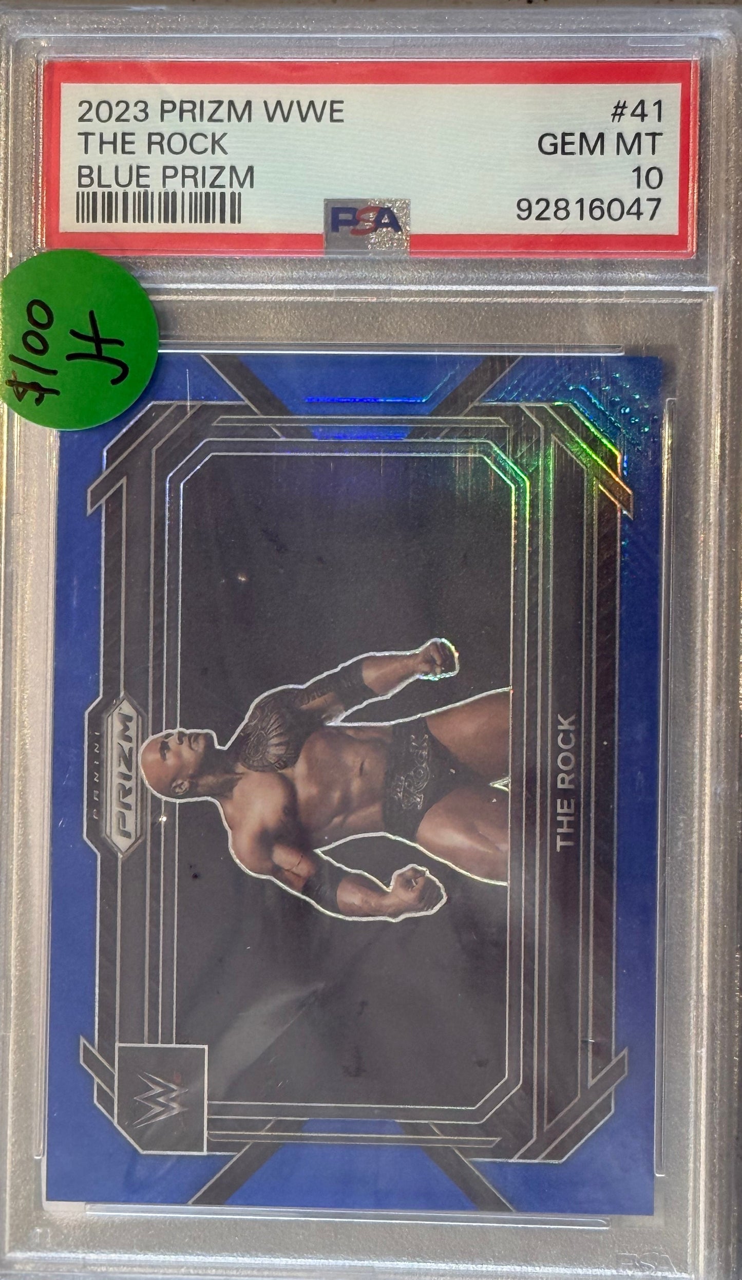 PSA: WWE Cards - GEM MINT 10 - 2023 Prizm The Rock Prizm Blue