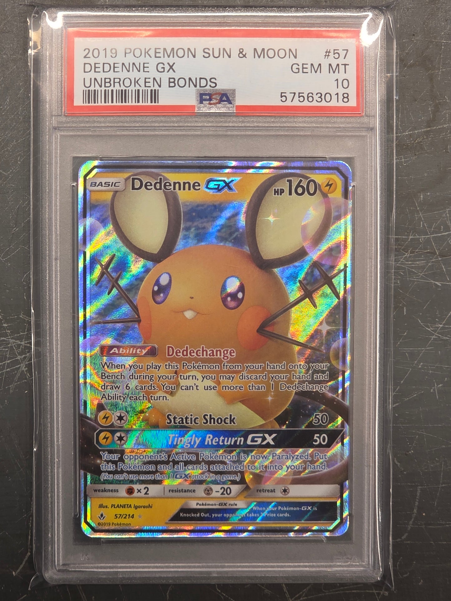PSA: Pokemon Cards- 2019 Pokemon Sun & Moon Dedenne GX - PSA 10