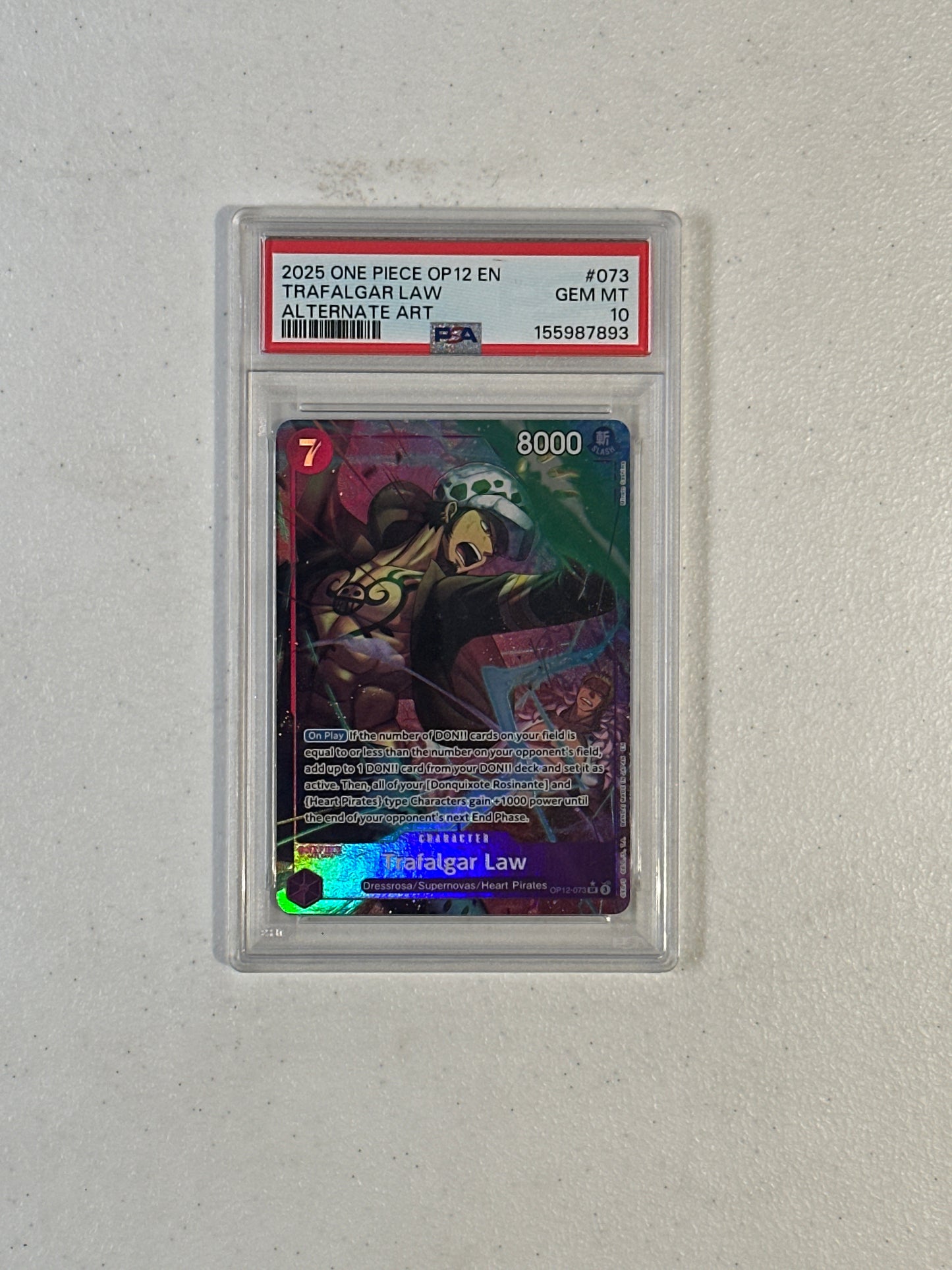 PSA: One Piece Cards- 2025 One Piece OP12 Trafalgar Law Alternate Art PSA 10