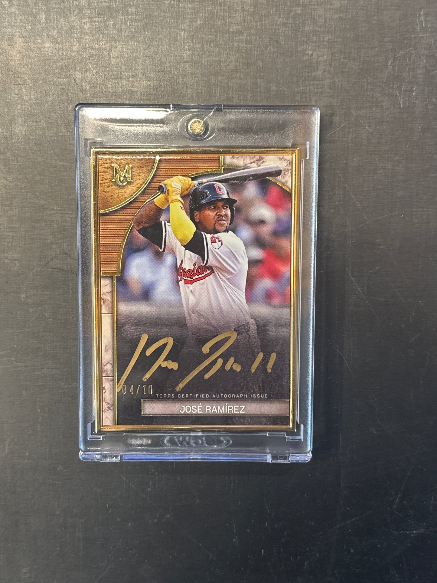 Singles: Baseball Cards- 2025 Topps Jose Ramirez Museum Gold Framed Autograph /10 (Gold Ink)