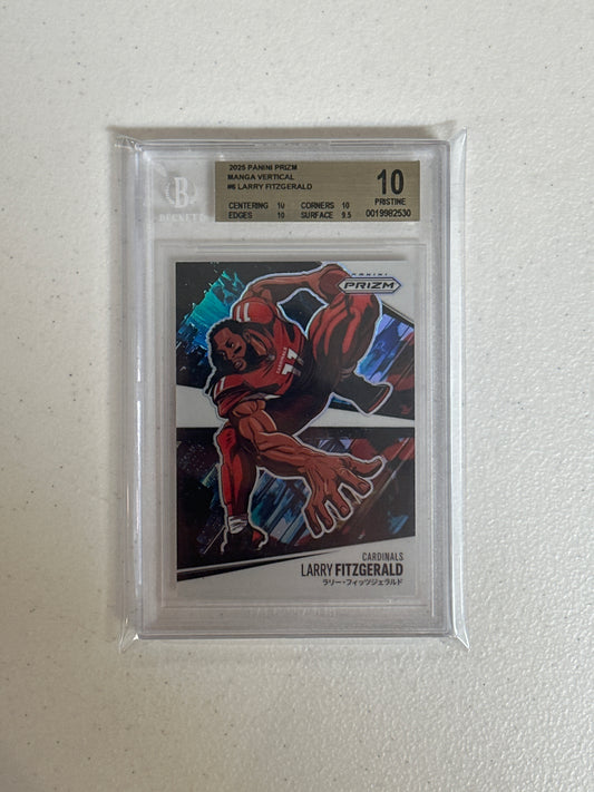 PSA: Football Cards- 2025 Panini Prizm Larry Fitzgerald Manga Vertical BGS 10