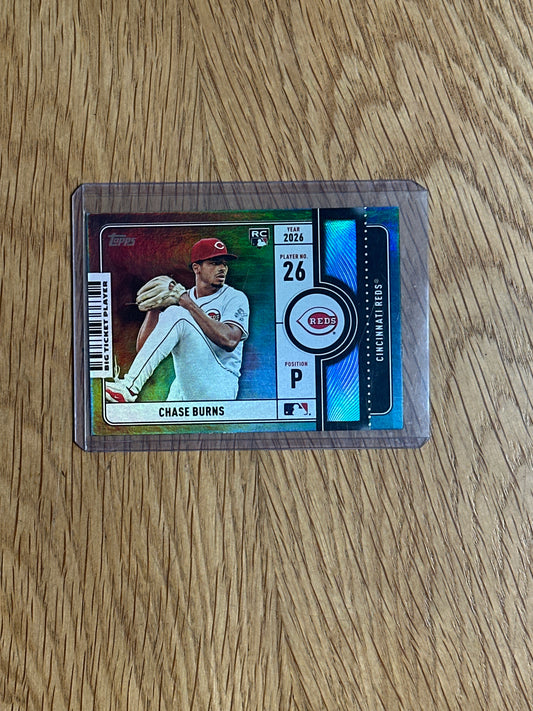 Singles: Baseball Cards- 2026 Topps Chase Burns Big Ticket Player /10