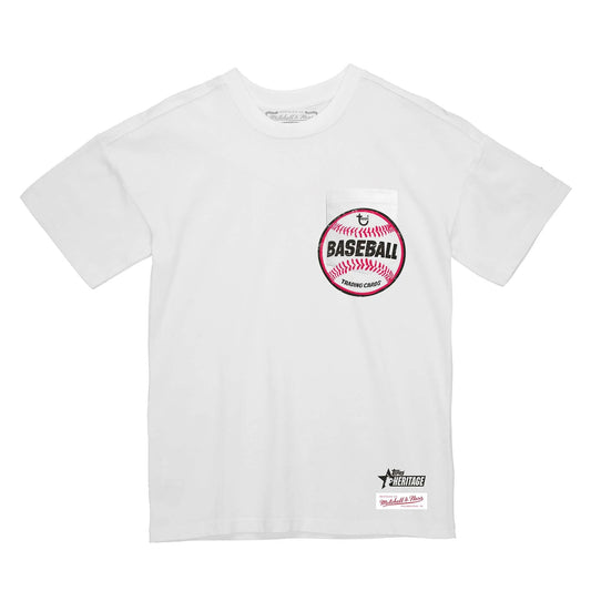 Sports Apparel: Topps Heritage Baseball – White Logo T-Shirt (by Mitchell & Ness)