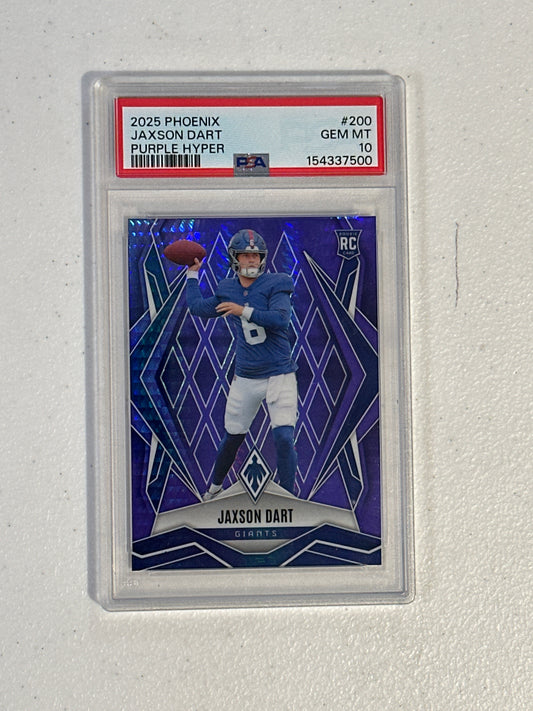 PSA: Football Cards- 2025 Phoenix Jaxson Dart Purple Hyper /249 PSA 10