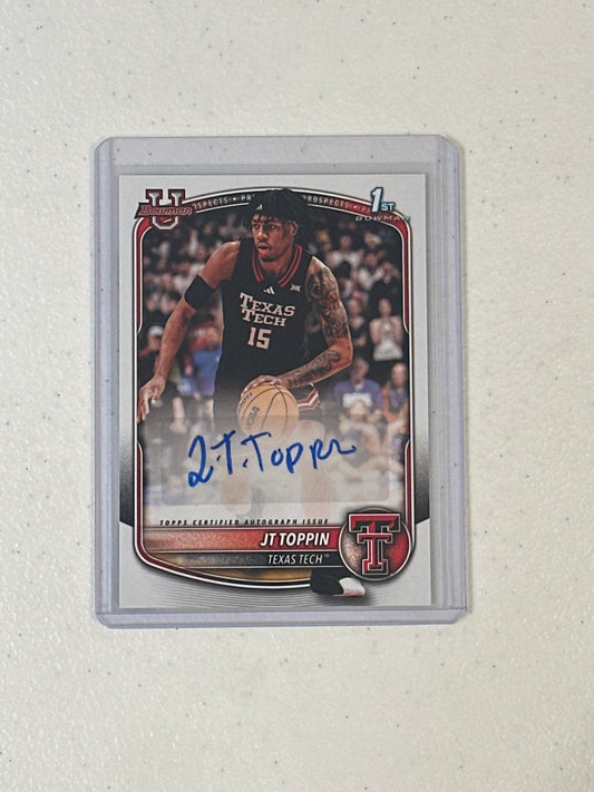 Singles: Basketball Cards- 2025 Bowman Chrome JT Toppin Bowman 1st Autograph