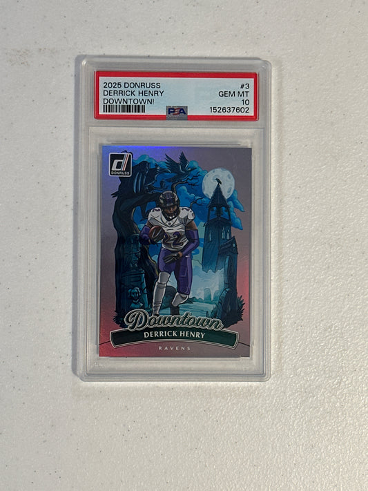 PSA: Football Cards- 2025 Donruss Derrick Henry Downtown PSA 10
