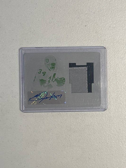 Singles: Football Cards- 2021 Impeccable Bo Jackson Printing Plate Patch Autograph 1/1